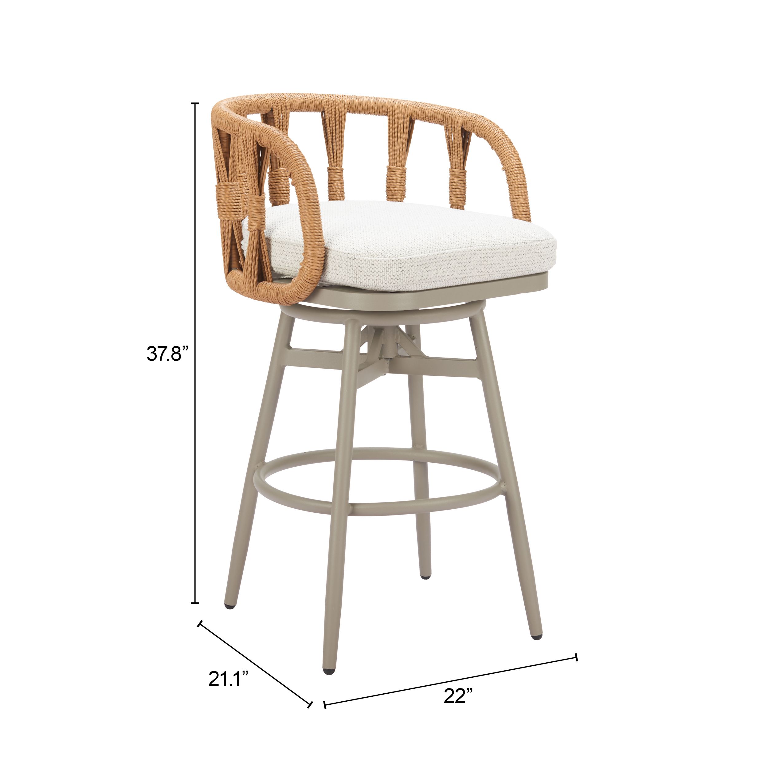 Safal Olefin/Aluminum/Synthetic Rattan Weave Swivel Barstool
