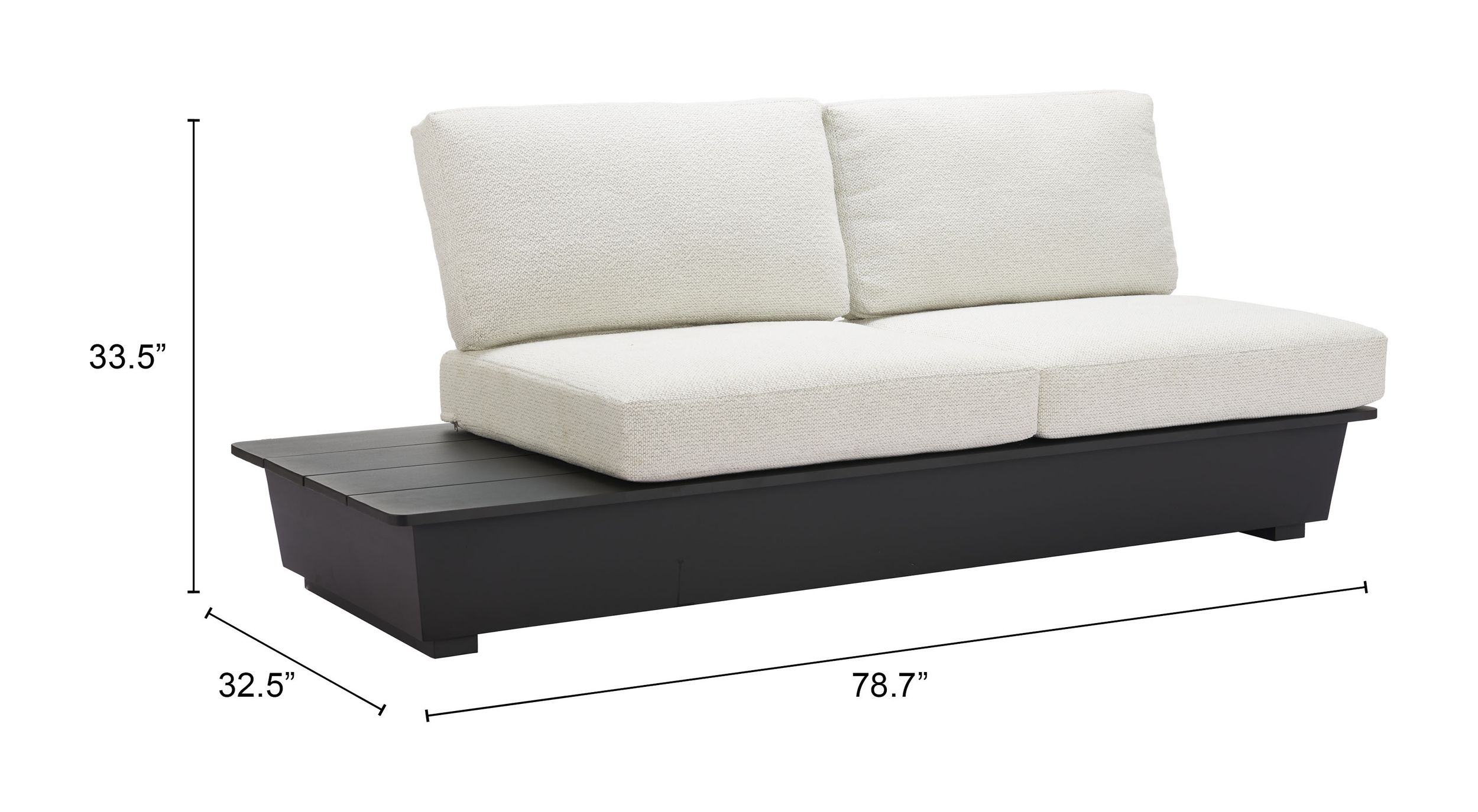 Como loungebank in zwart aluminium met marbella