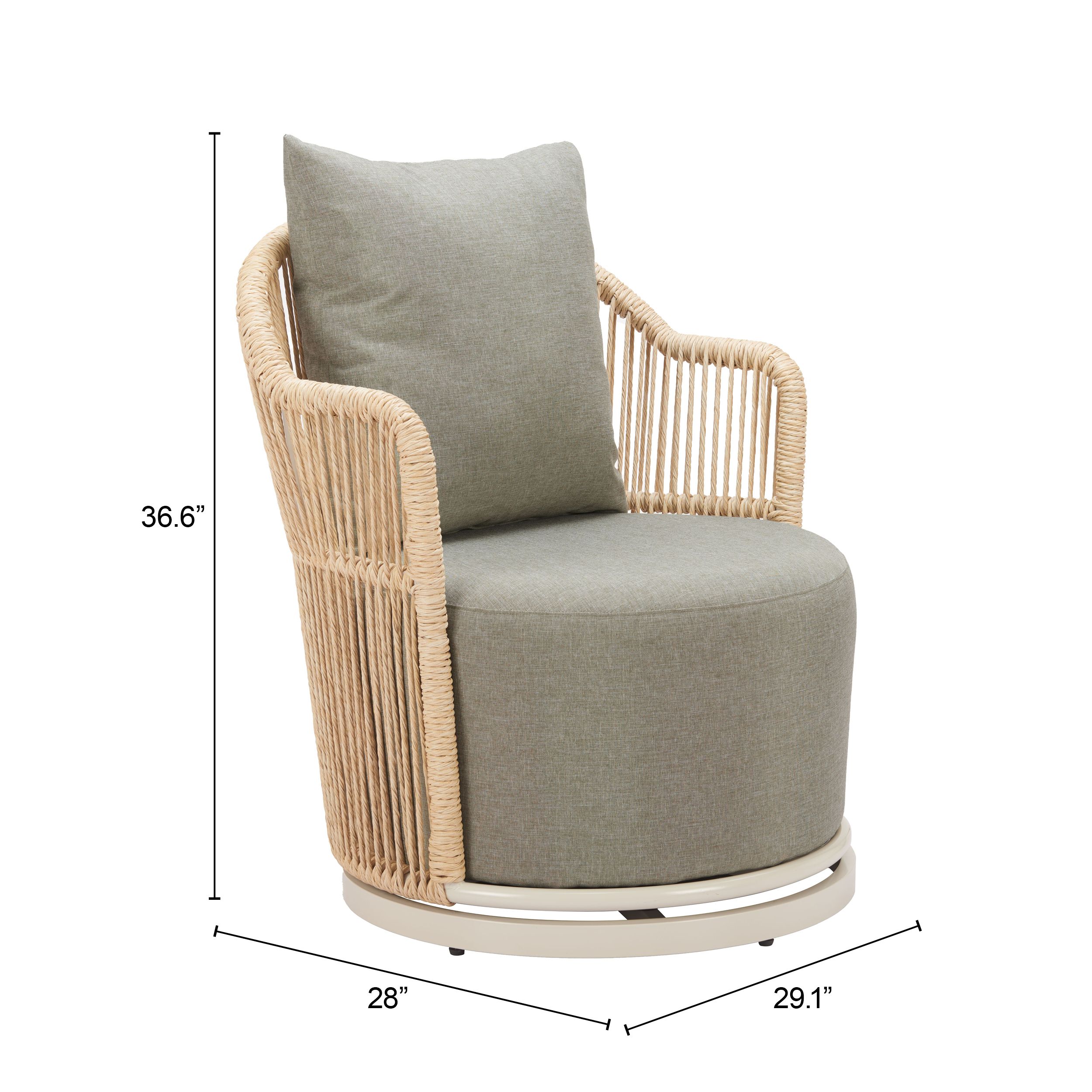 Lanai Olefin/Synthetic Rattan Weave Outdoor Swivel Chair