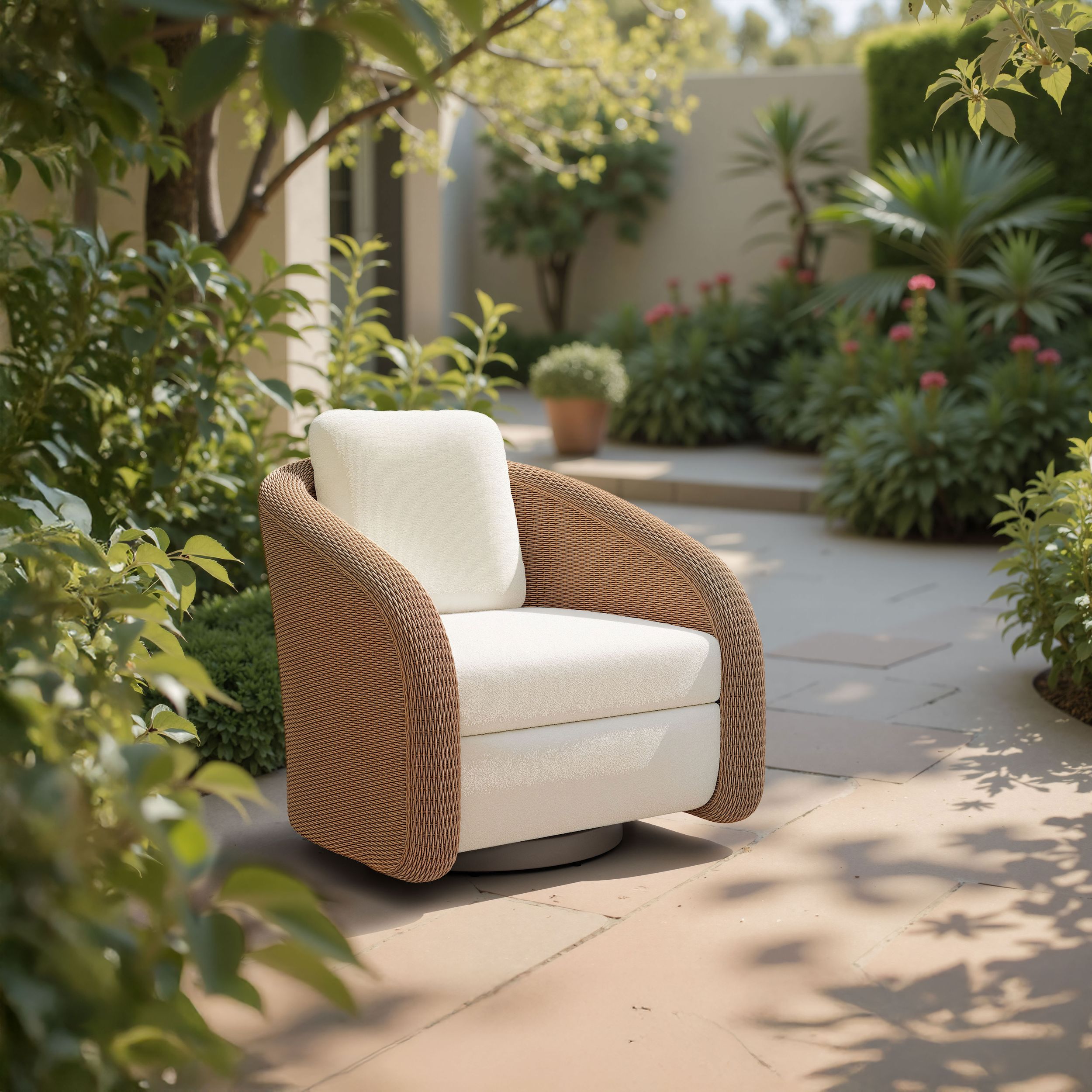 Solara Olefin/Synthetic Rattan Weave Outdoor Swivel Chair