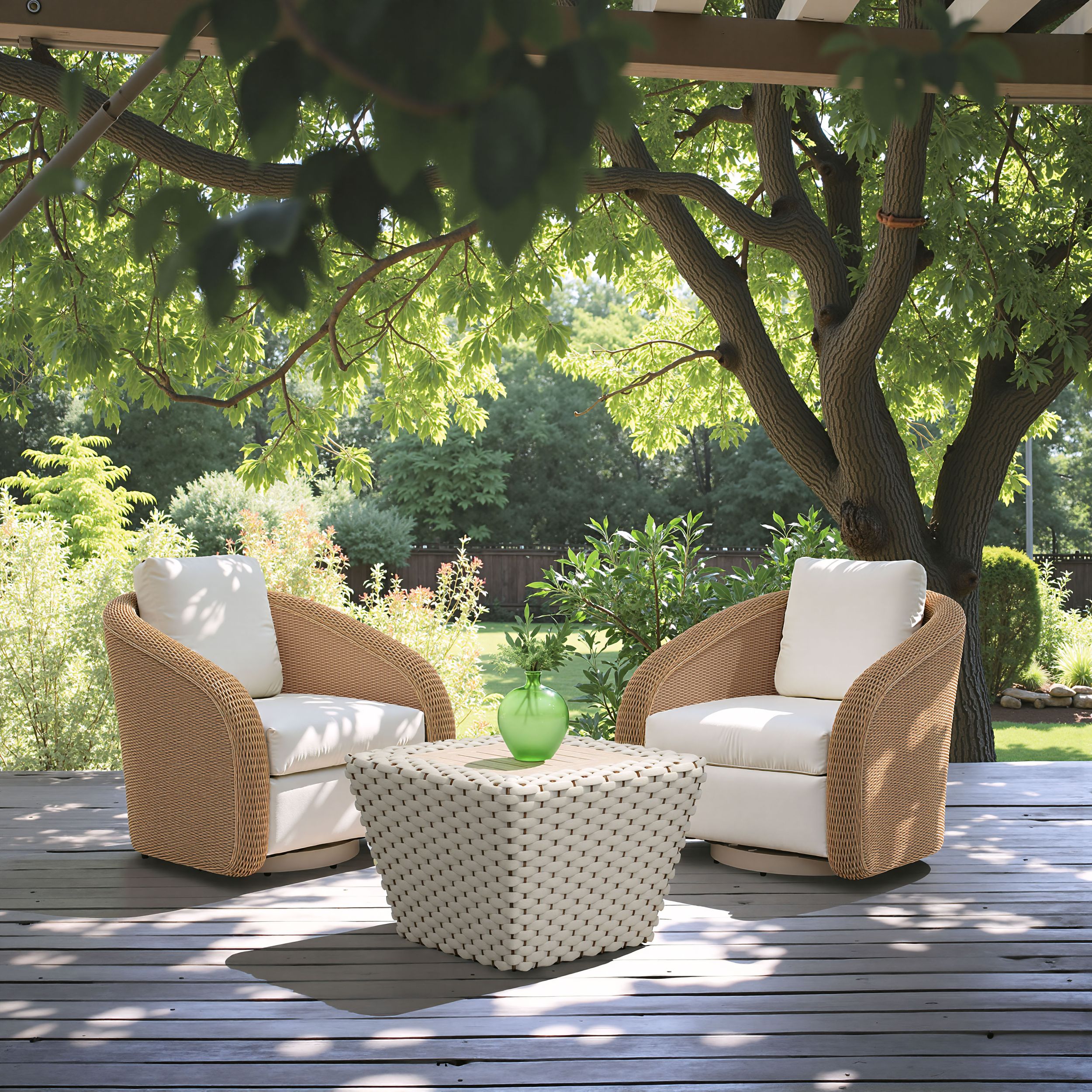 Solara Olefin/Synthetic Rattan Weave Outdoor Swivel Chair