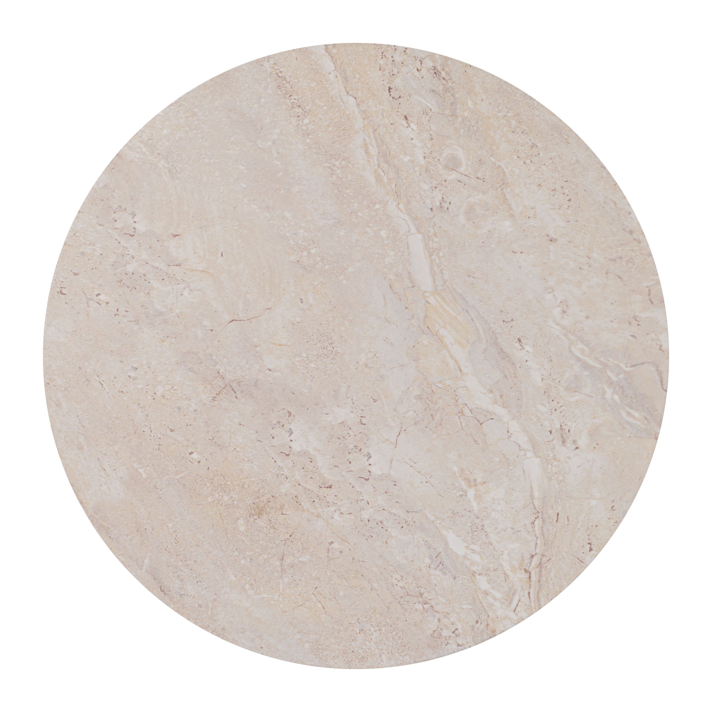 Siro Round Laminated Travertine/Wood Side Table