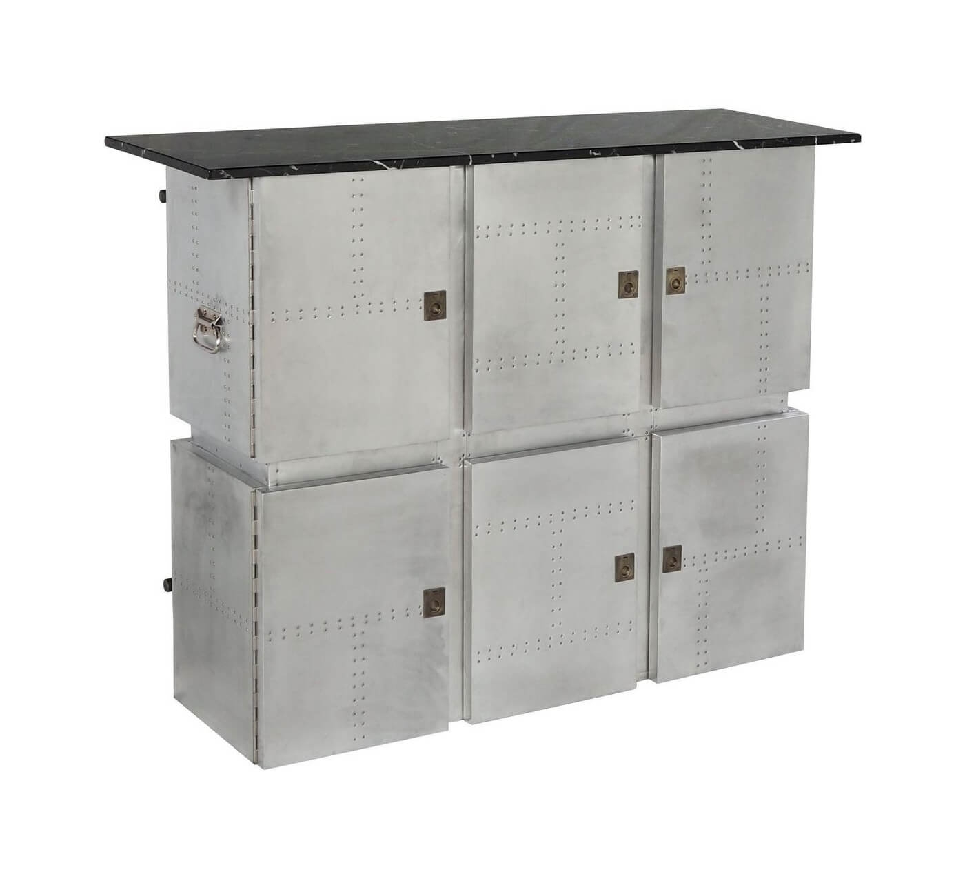 Brancaster Marble/Aluminum Rectangular Storage Bar Table
