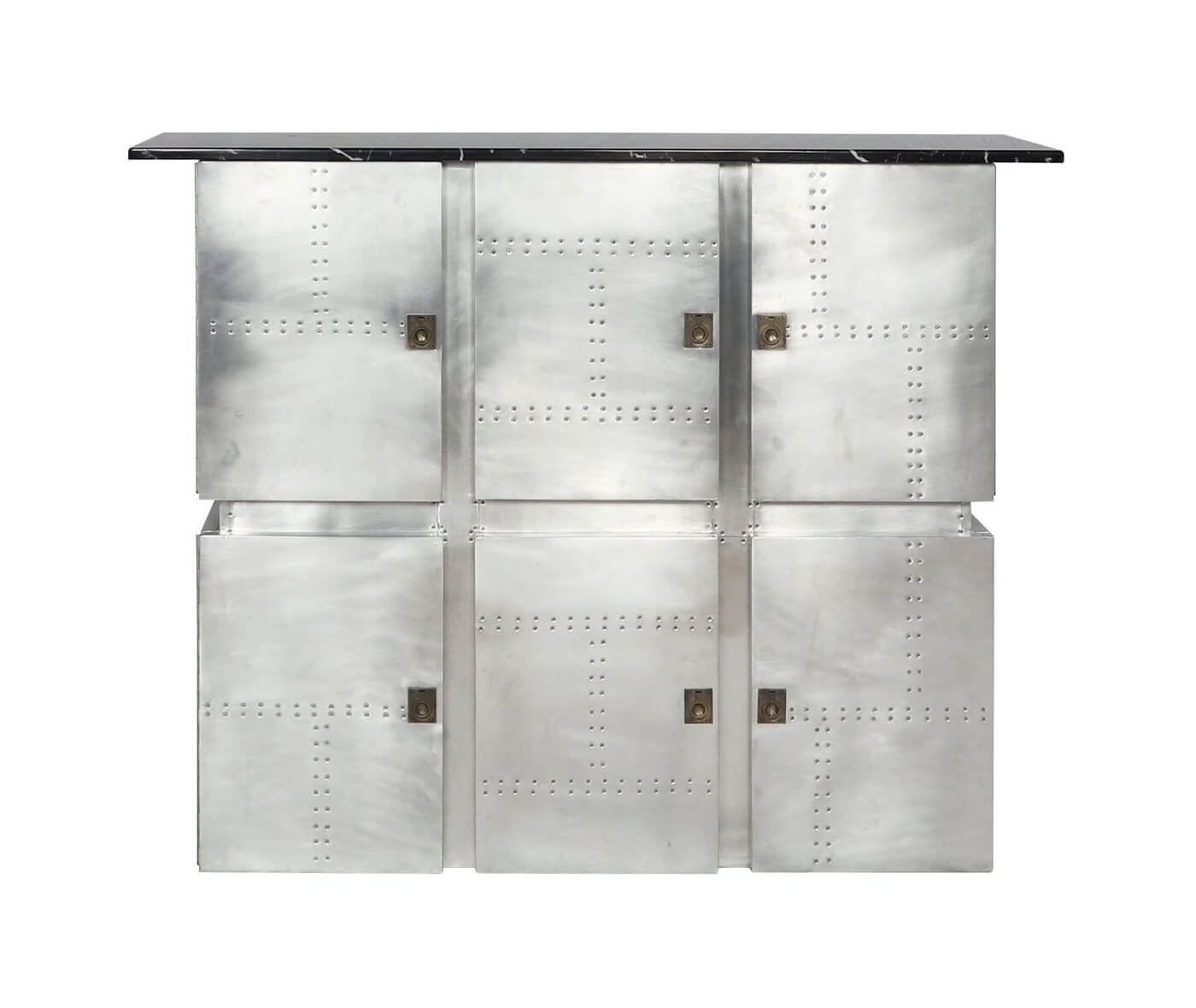 Brancaster Marble/Aluminum Rectangular Storage Bar Table
