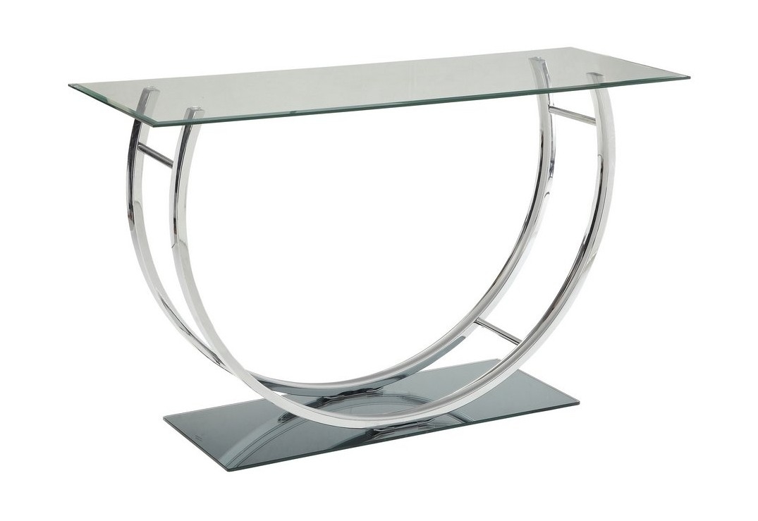 Danville Glass Rectangular Sofa Table with Chrome U-shaped Base