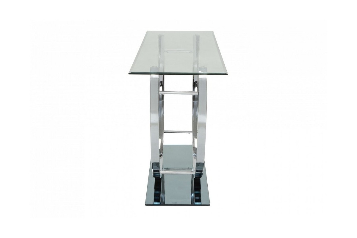 Danville Glass Rectangular Sofa Table with Chrome U-shaped Base