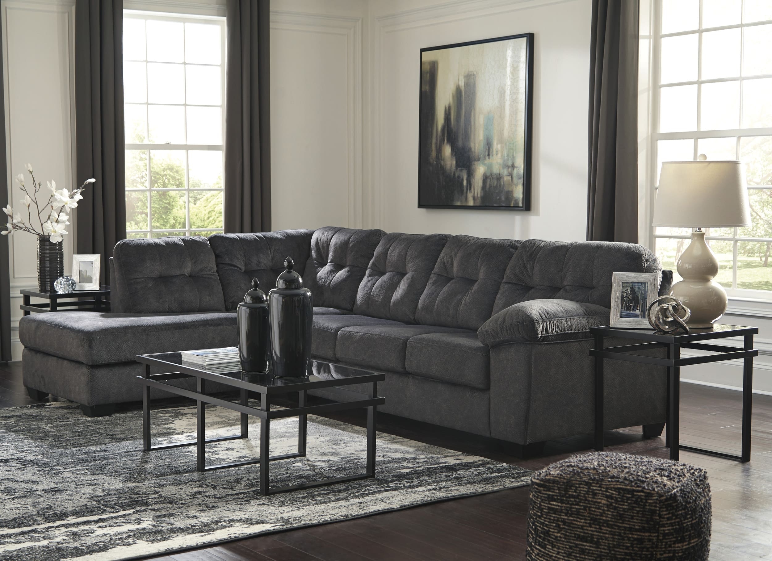 Accrington 2-Piece Polyester L-Shaped Sectional Sleeper w/Left Arm Chaise Facing