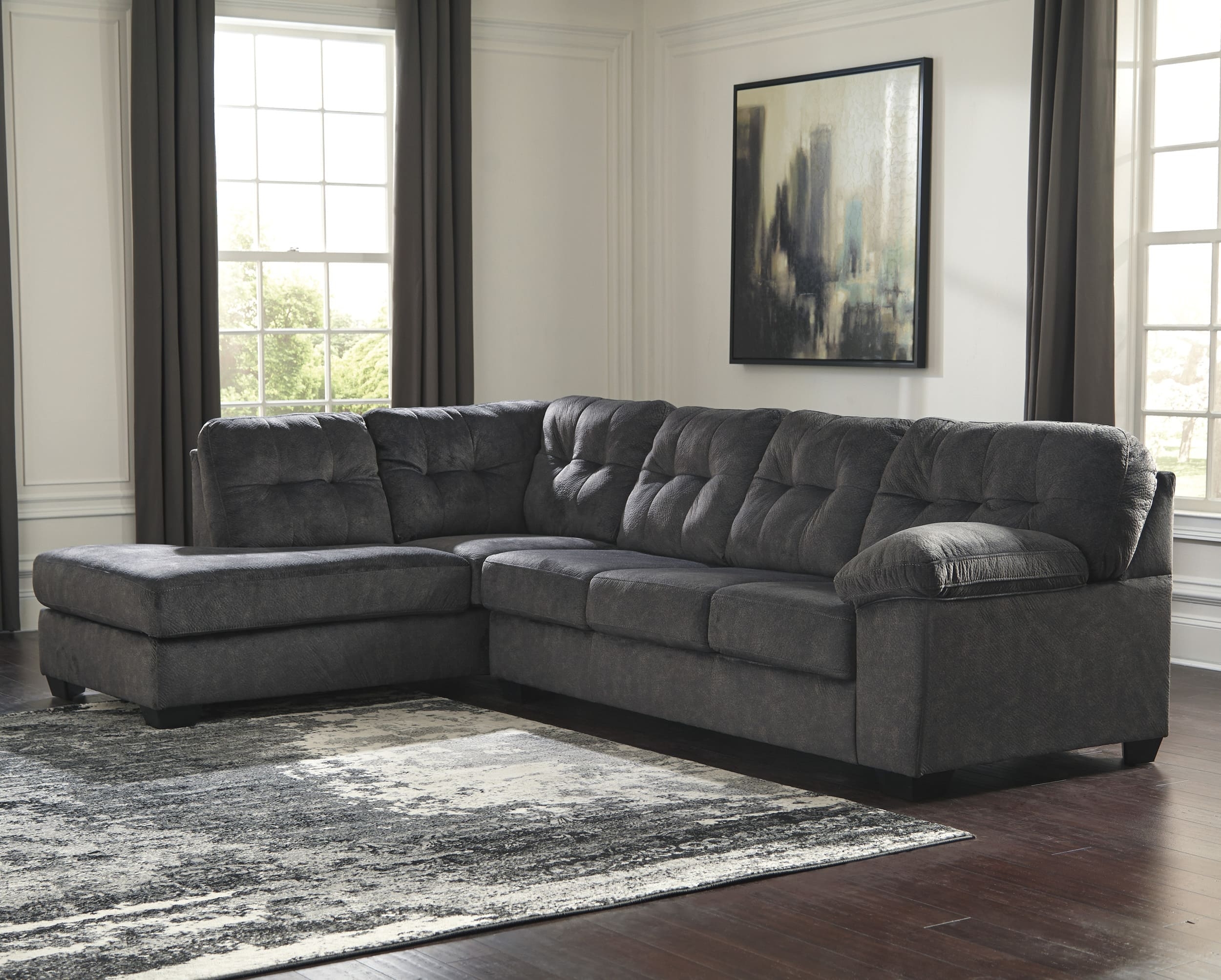Accrington 2-Piece Polyester L-Shaped Sectional Sleeper w/Left Arm Chaise Facing