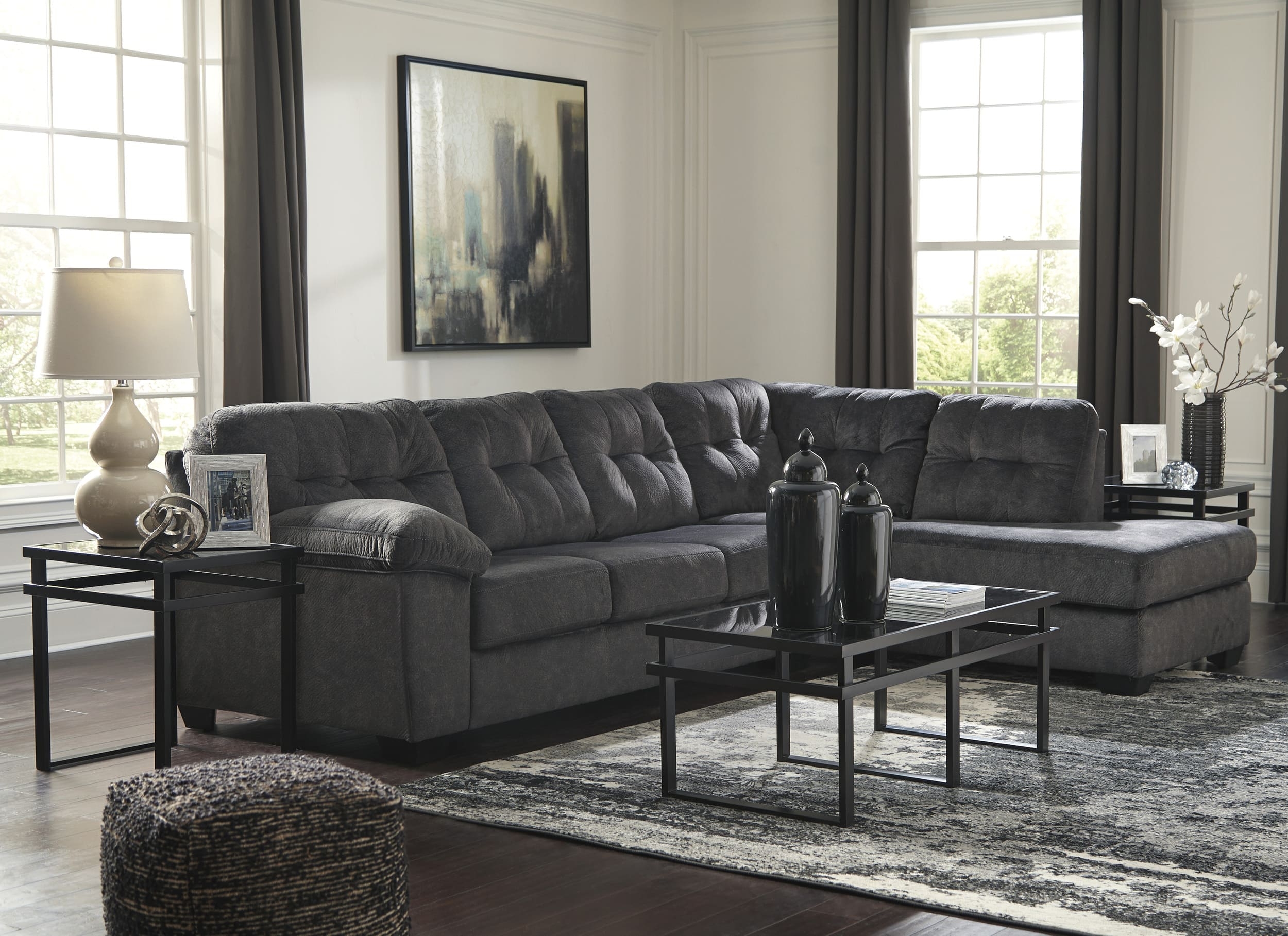 Accrington 2-Piece Polyester L-Shaped Sectional Sofa w/Right Arm Chaise Facing