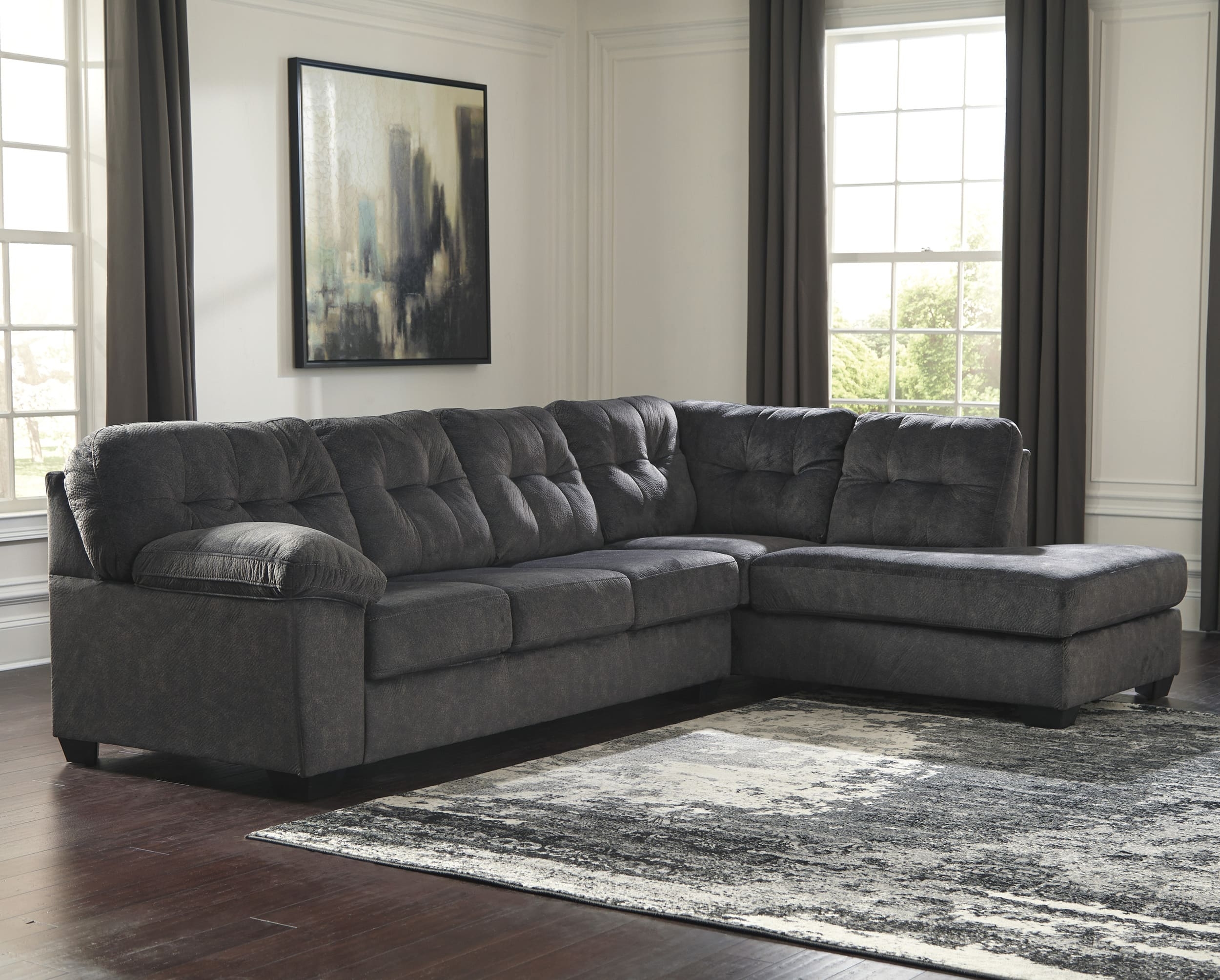 Accrington 2-Piece Polyester L-Shaped Sectional Sofa w/Right Arm Chaise Facing