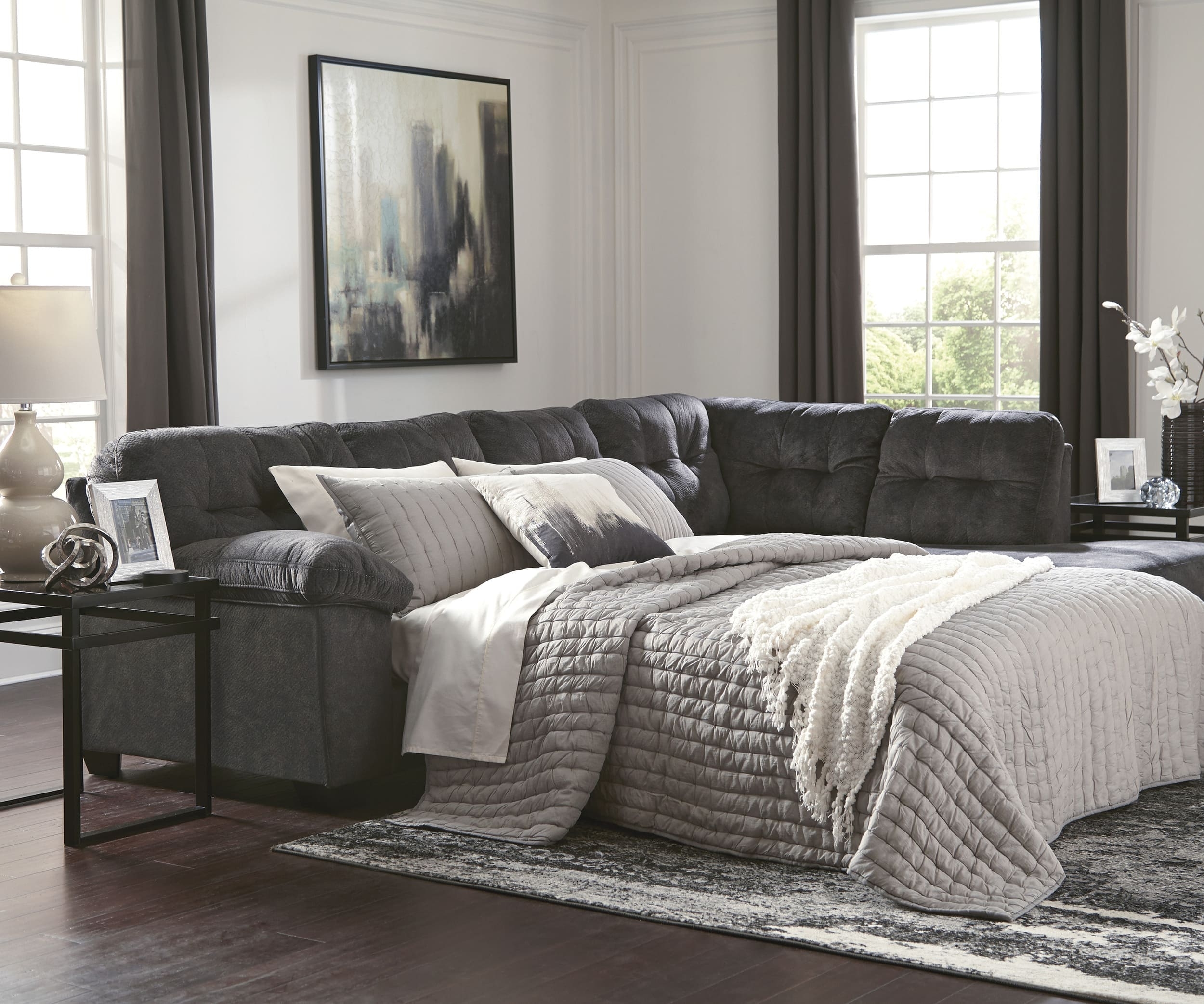 Accrington 2-Piece Polyester L-Shaped Sectional Sofa w/Right Arm Chaise Facing