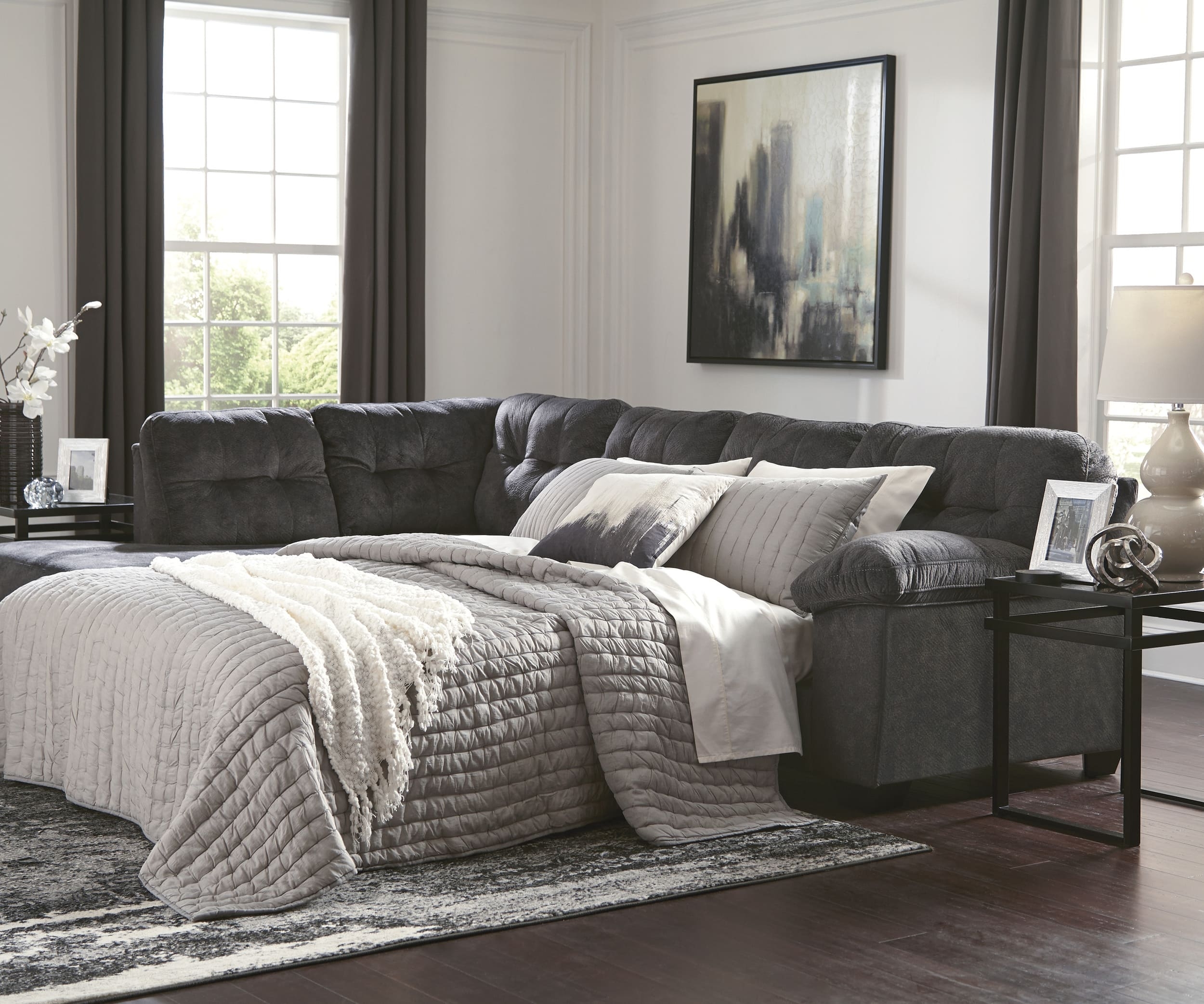 Accrington 2-Piece Polyester L-Shaped Sectional Sofa w/Left Arm Chaise Facing