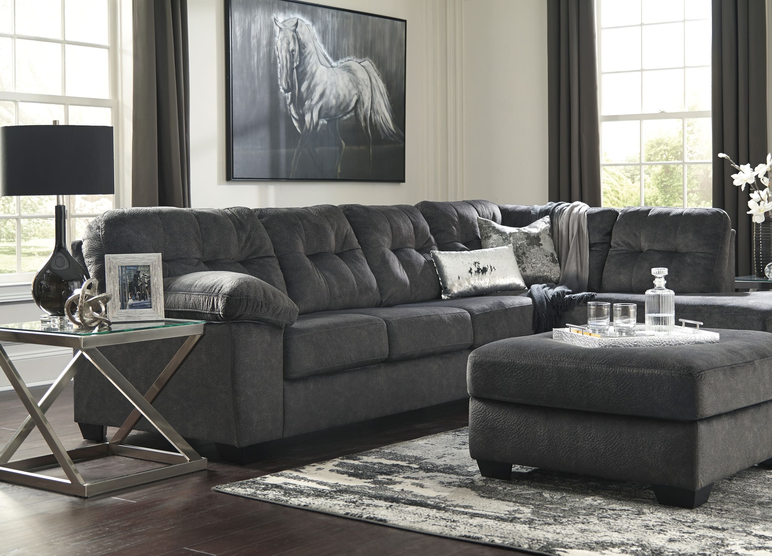 Accrington 2-Piece Polyester L-Shaped Sectional Sleeper w/Right Arm Chaise Facing