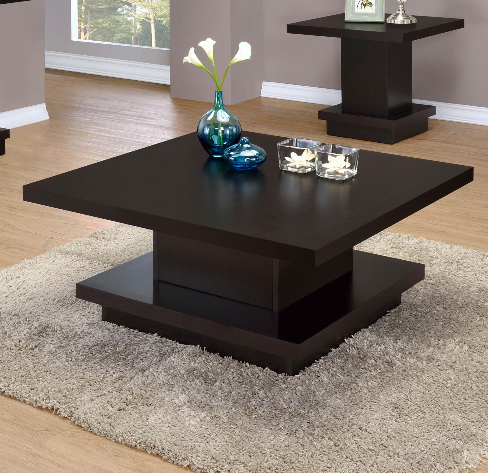 Reston Wood Veneer Pedestal Square Coffee Table