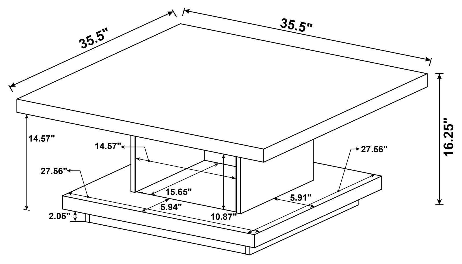 Reston Wood Veneer Pedestal Square Coffee Table