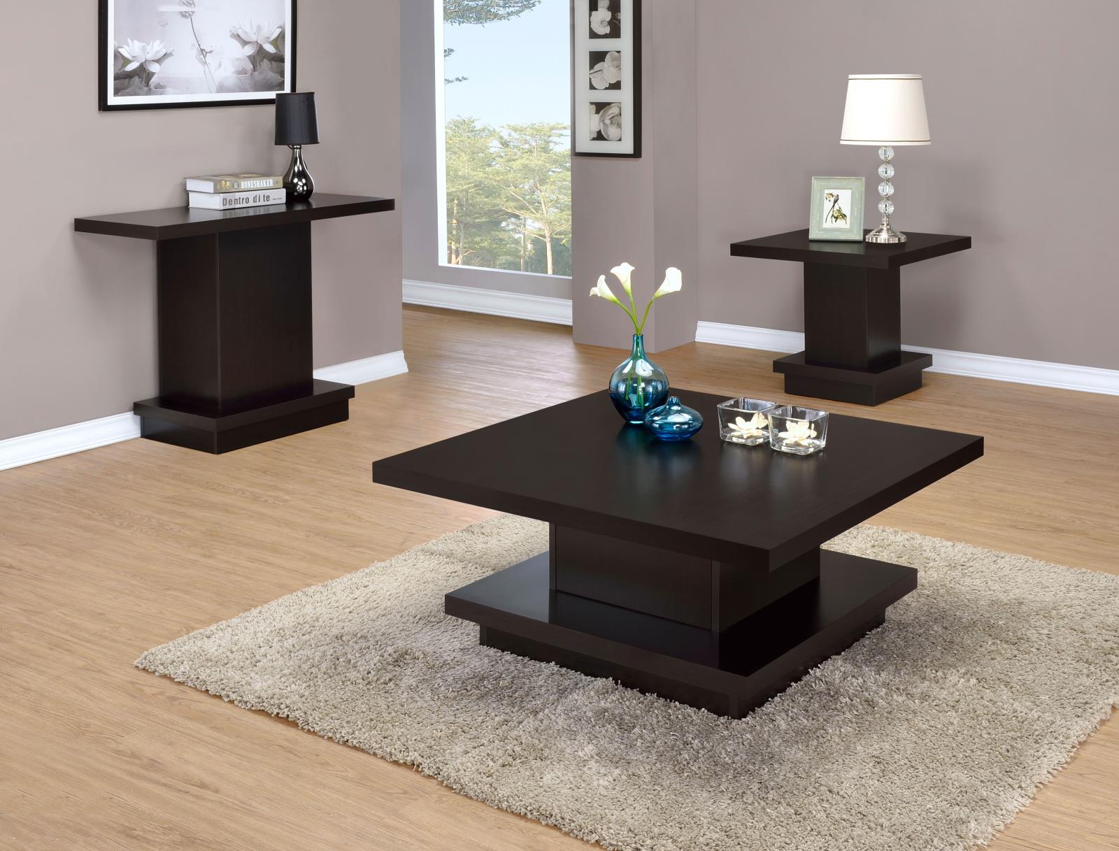 Reston Wood Veneer Pedestal Square Coffee Table