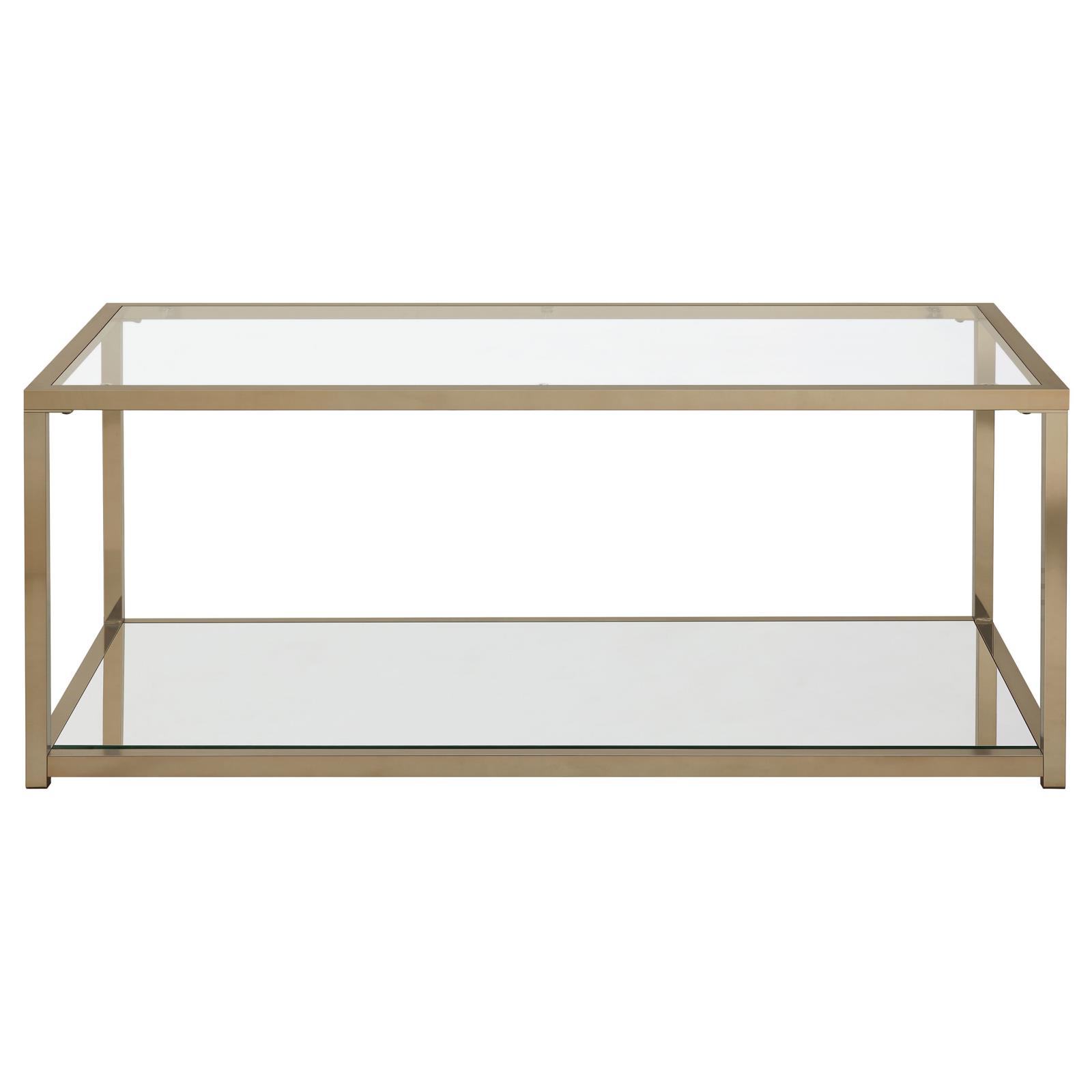 Cora Glass Coffee Table with Mirror Shelf