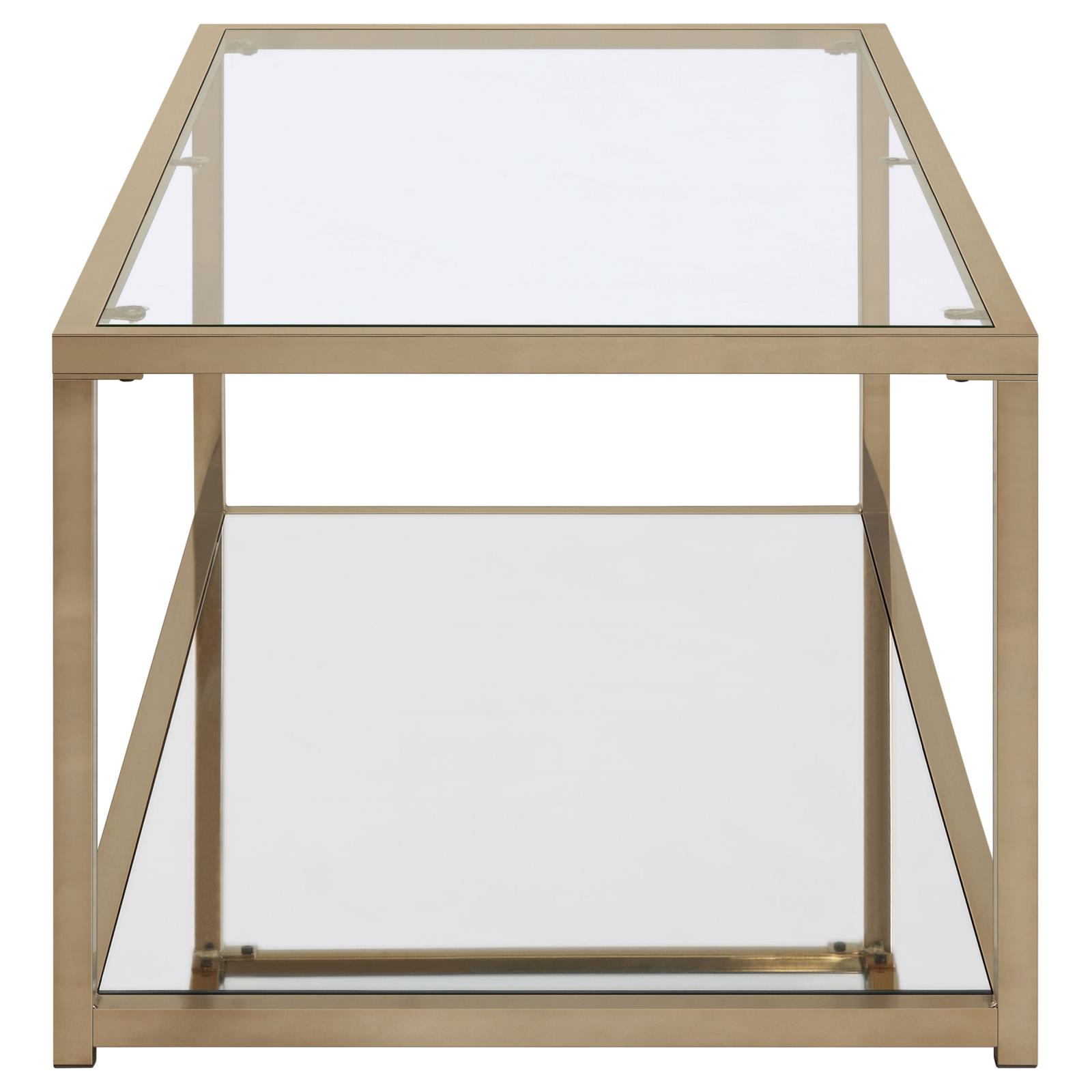 Cora Glass Coffee Table with Mirror Shelf