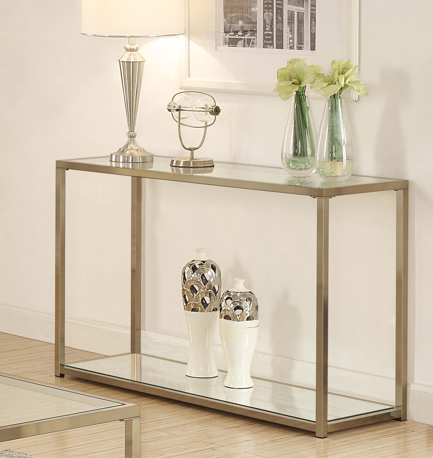 Cora Glass Sofa Table with Mirror Shelf