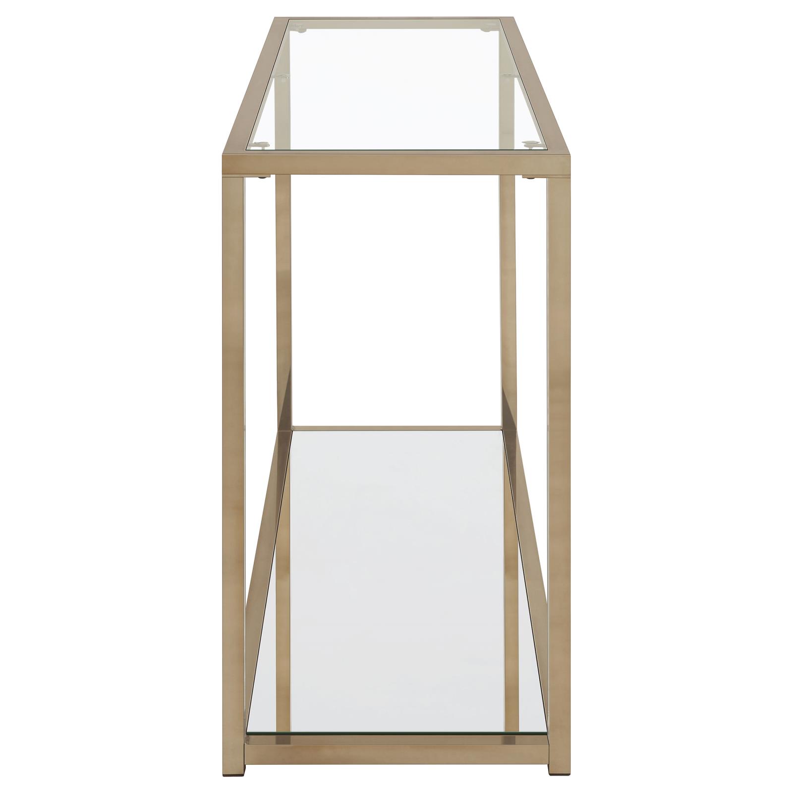 Cora Glass Sofa Table with Mirror Shelf