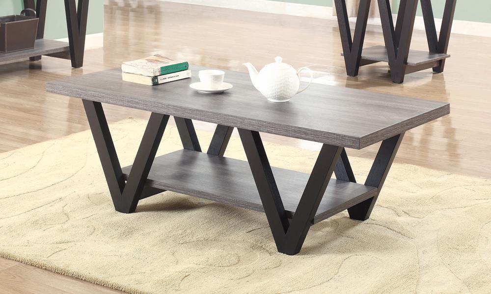 Stevens Rectangular Coffee Table with V-shaped Base