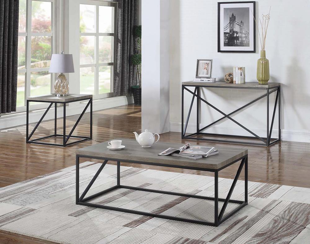 Birdie Wood Veneer Rectangular Sofa Table with Metal Base
