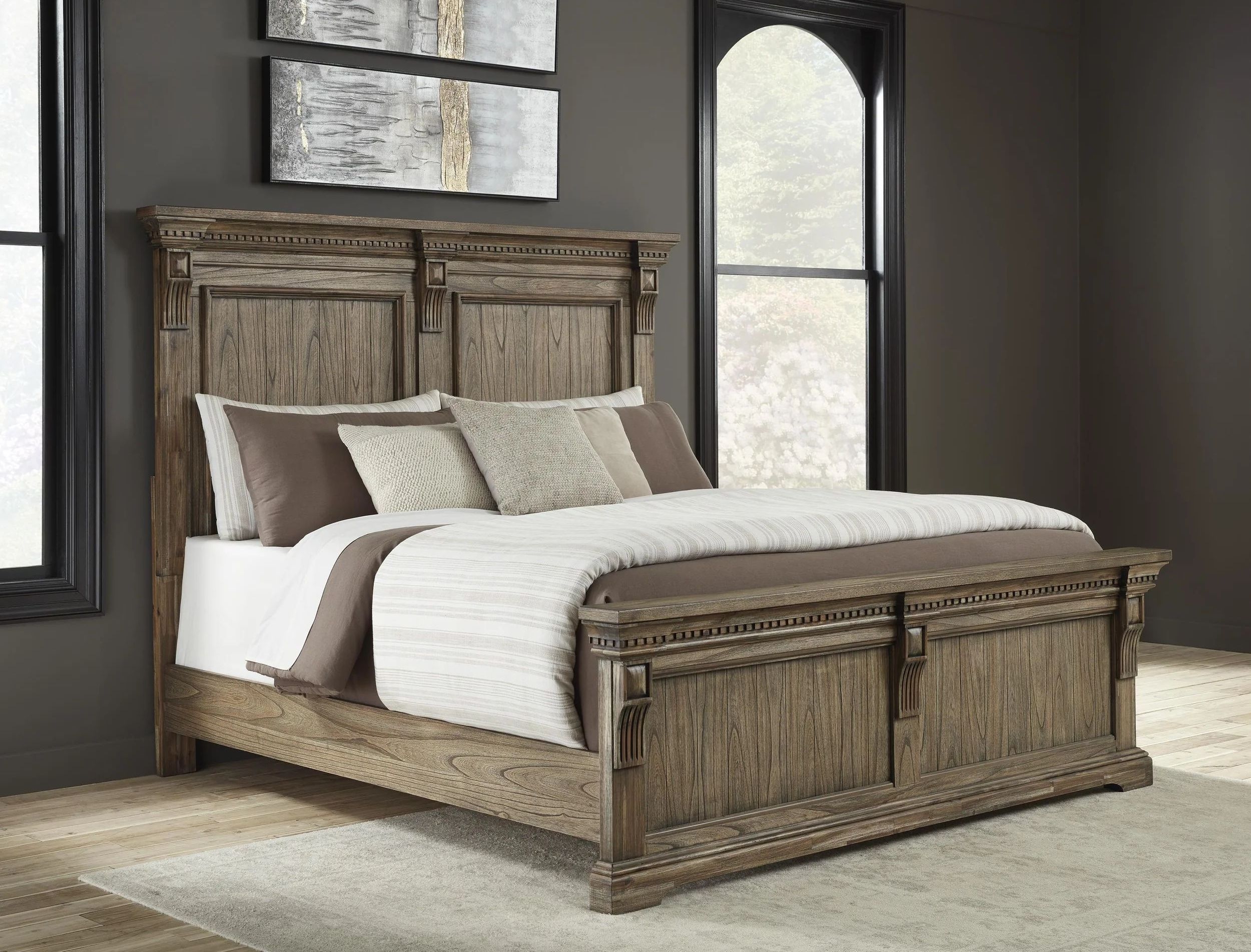 Ashley SM Markenburg Wood Veneer Queen Size Panel Bed