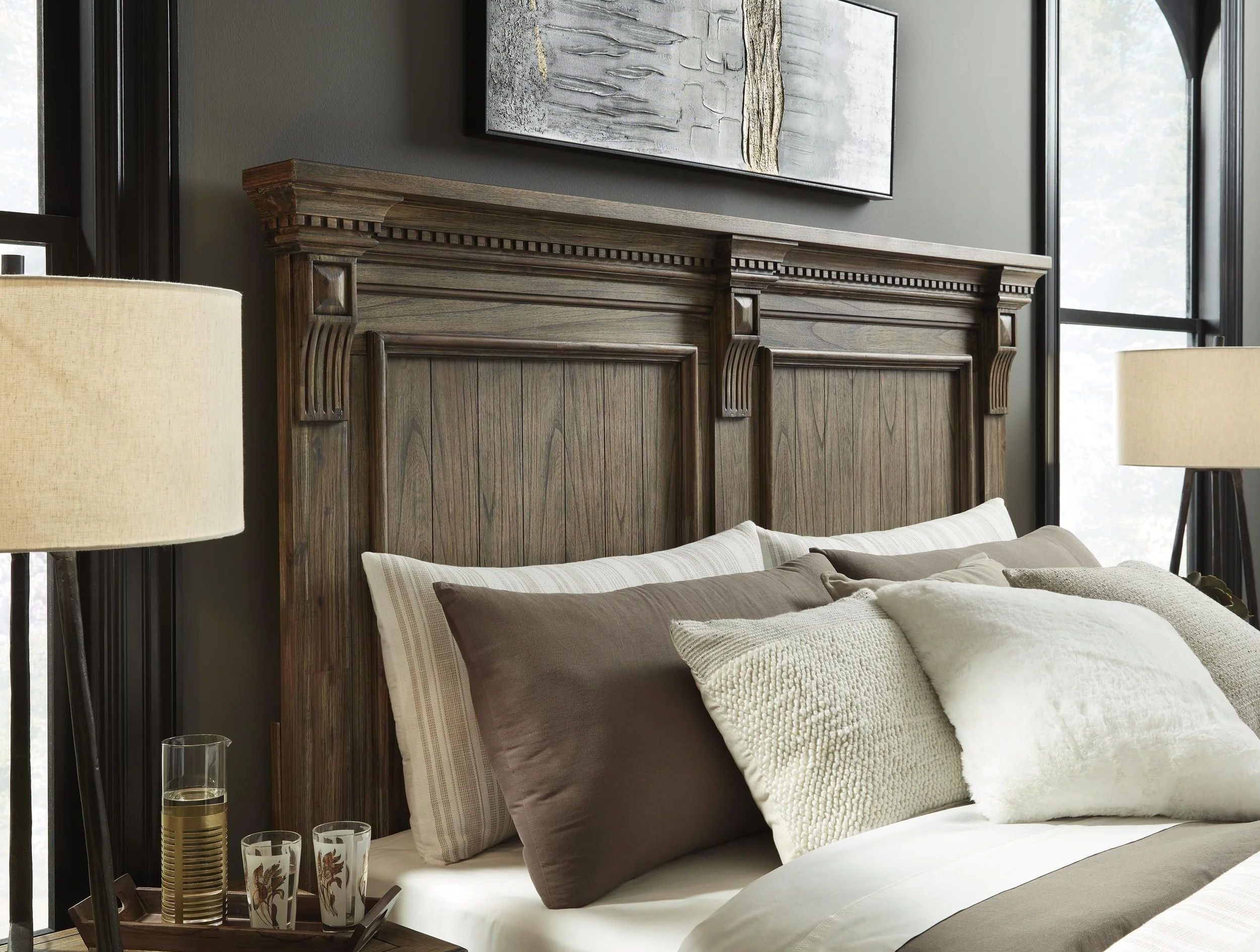 Ashley SM Markenburg Wood Veneer Panel Bed