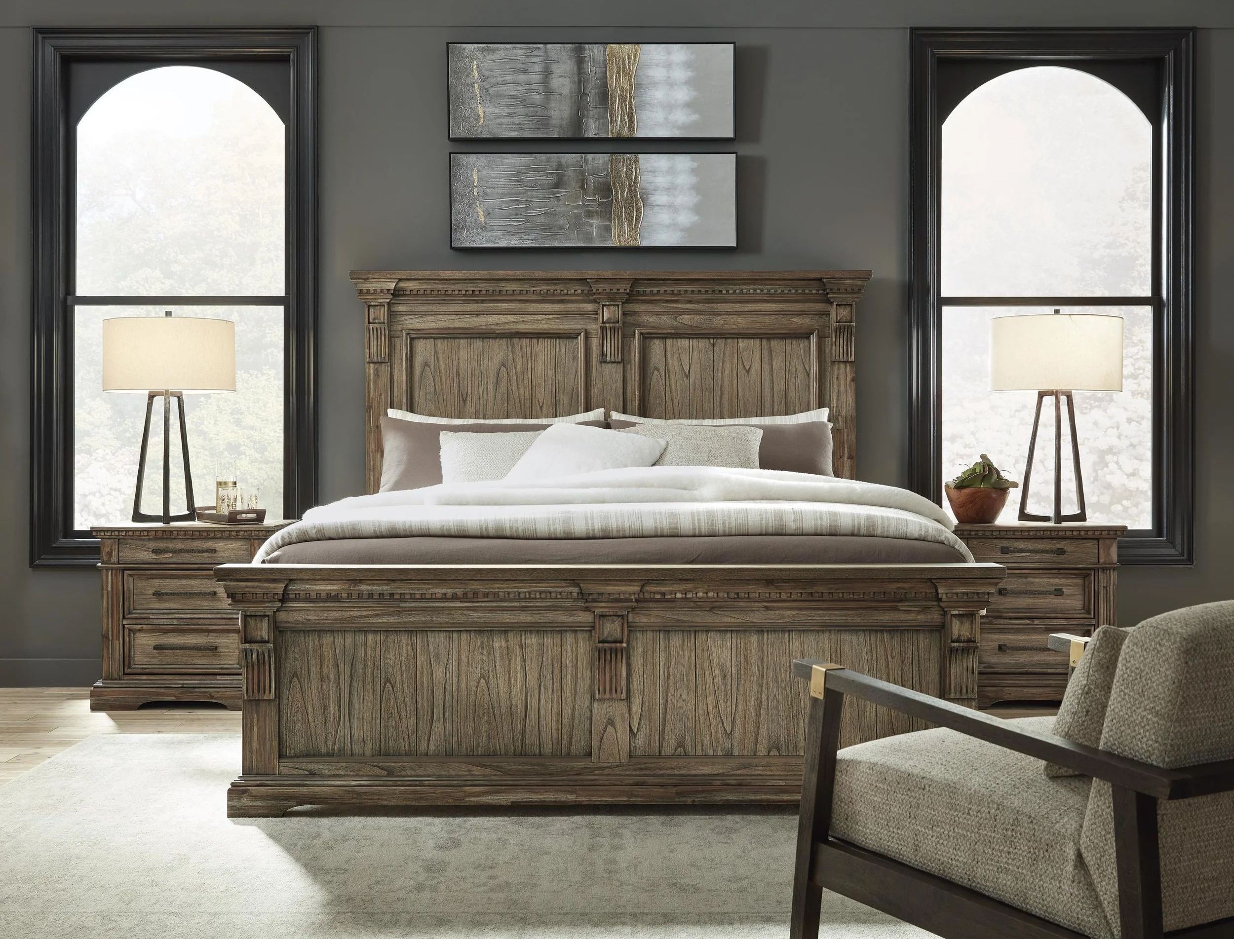 Ashley SM Markenburg Wood Veneer Queen Size Panel Bed