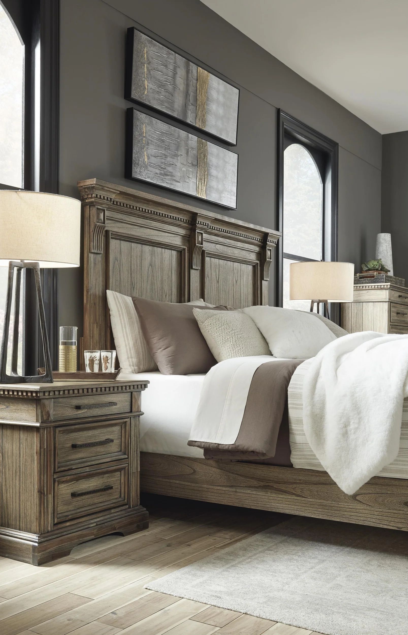 Ashley SM Markenburg Wood Veneer Bedroom Set