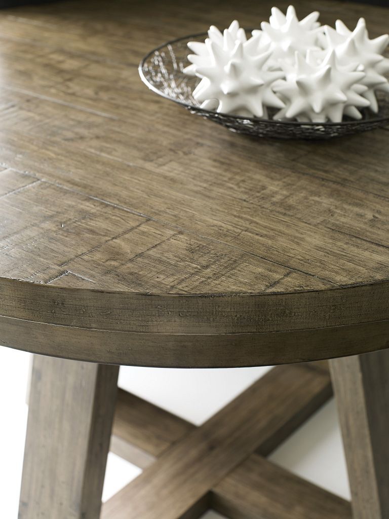 Plank Road Button Round Wood Extendable Dining Room Set