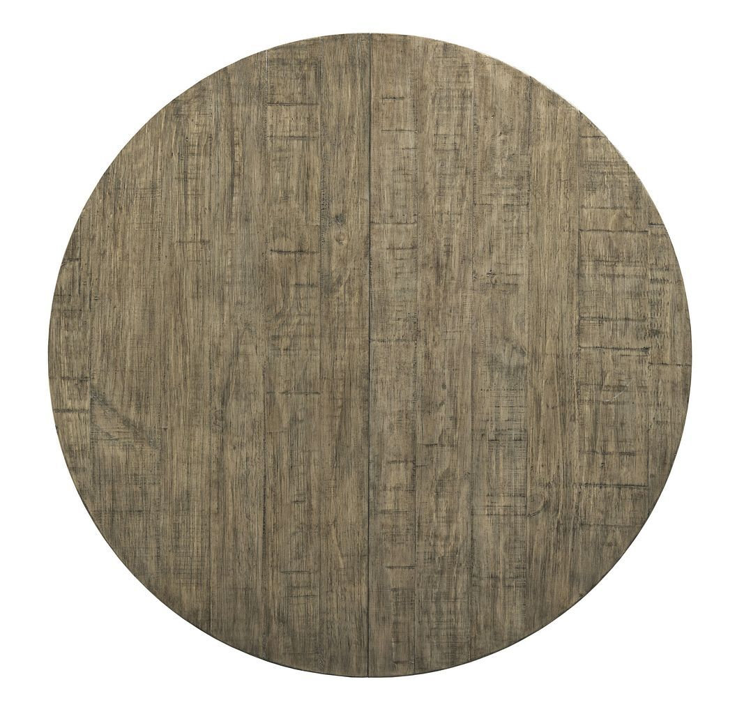 Plank Road Button Round Wood Extendable Dining Table