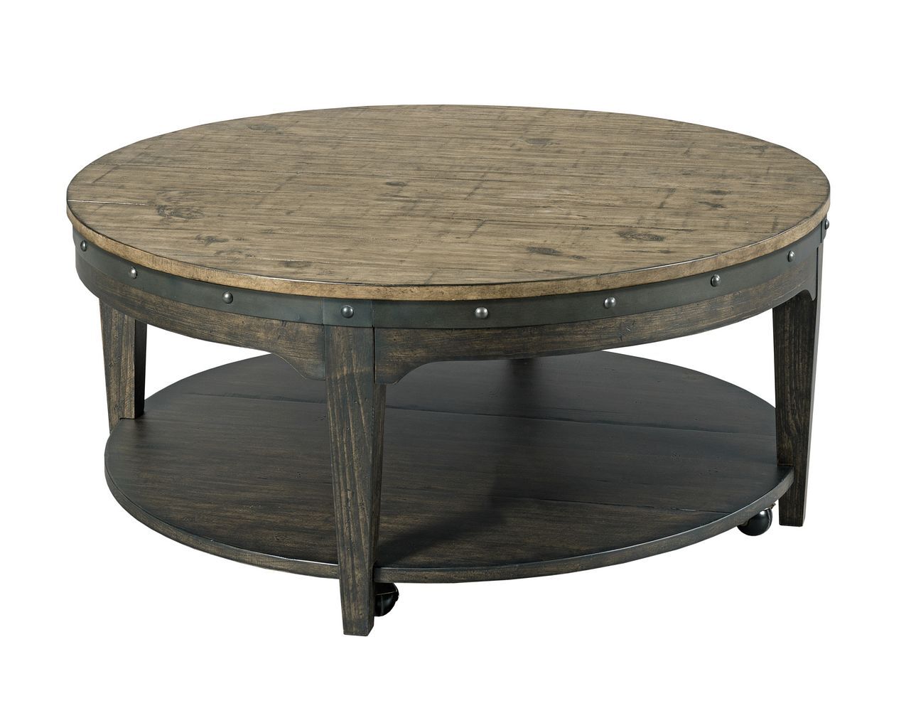 Plank Road Artisans Round Wood Cocktail Table Set