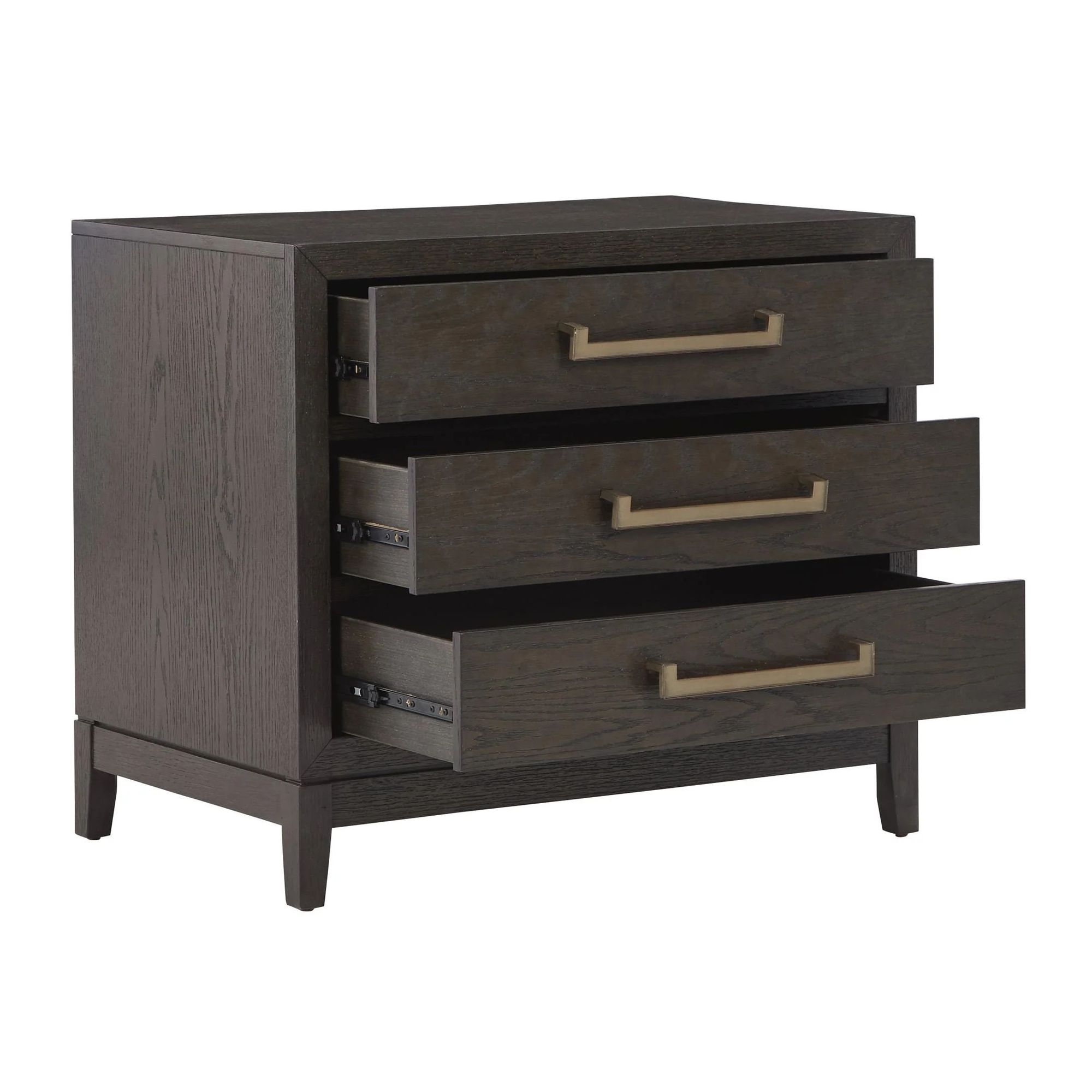 Burkhaus 3-Drawer Wood Veneer Nightstand with Power Supply & USB