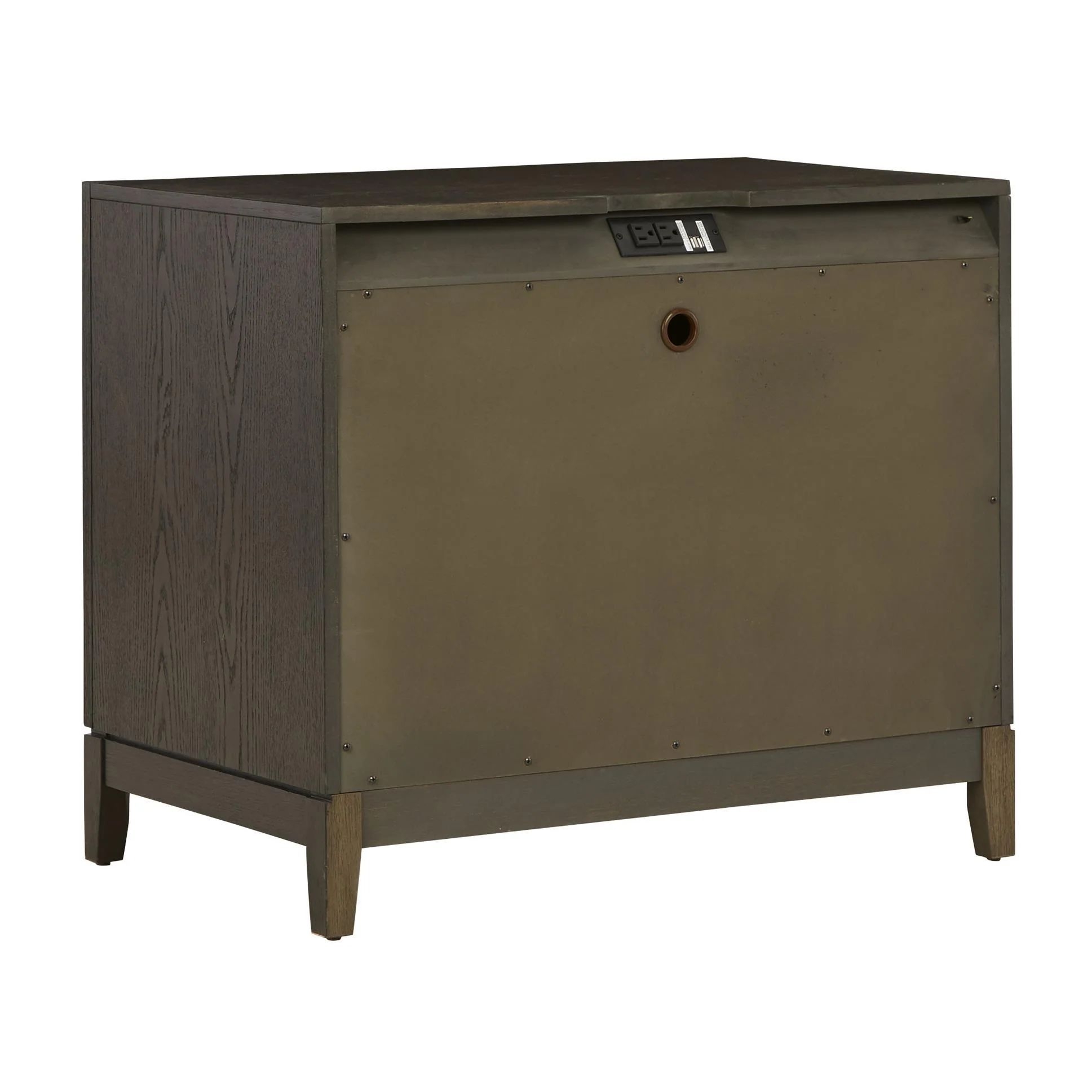 Burkhaus 3-Drawer Wood Veneer Nightstand with Power Supply & USB