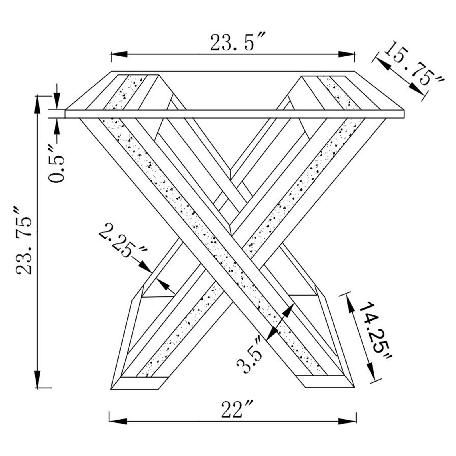 Bonnie X-base Rectangle Glass Top Mirrored End Table
