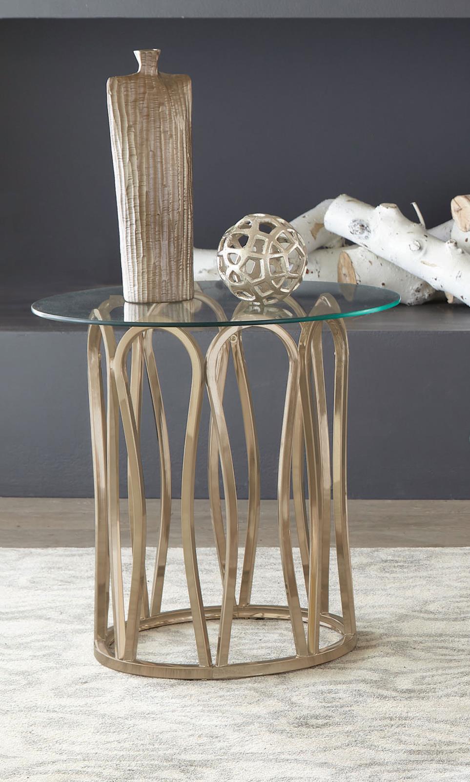Monett Glass Round Top End Table