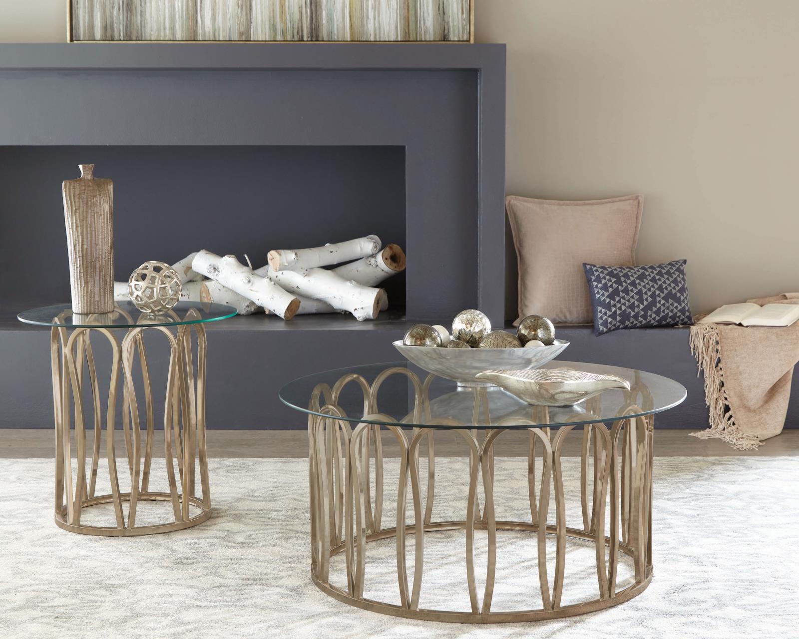 Monett Glass Round Top End Table