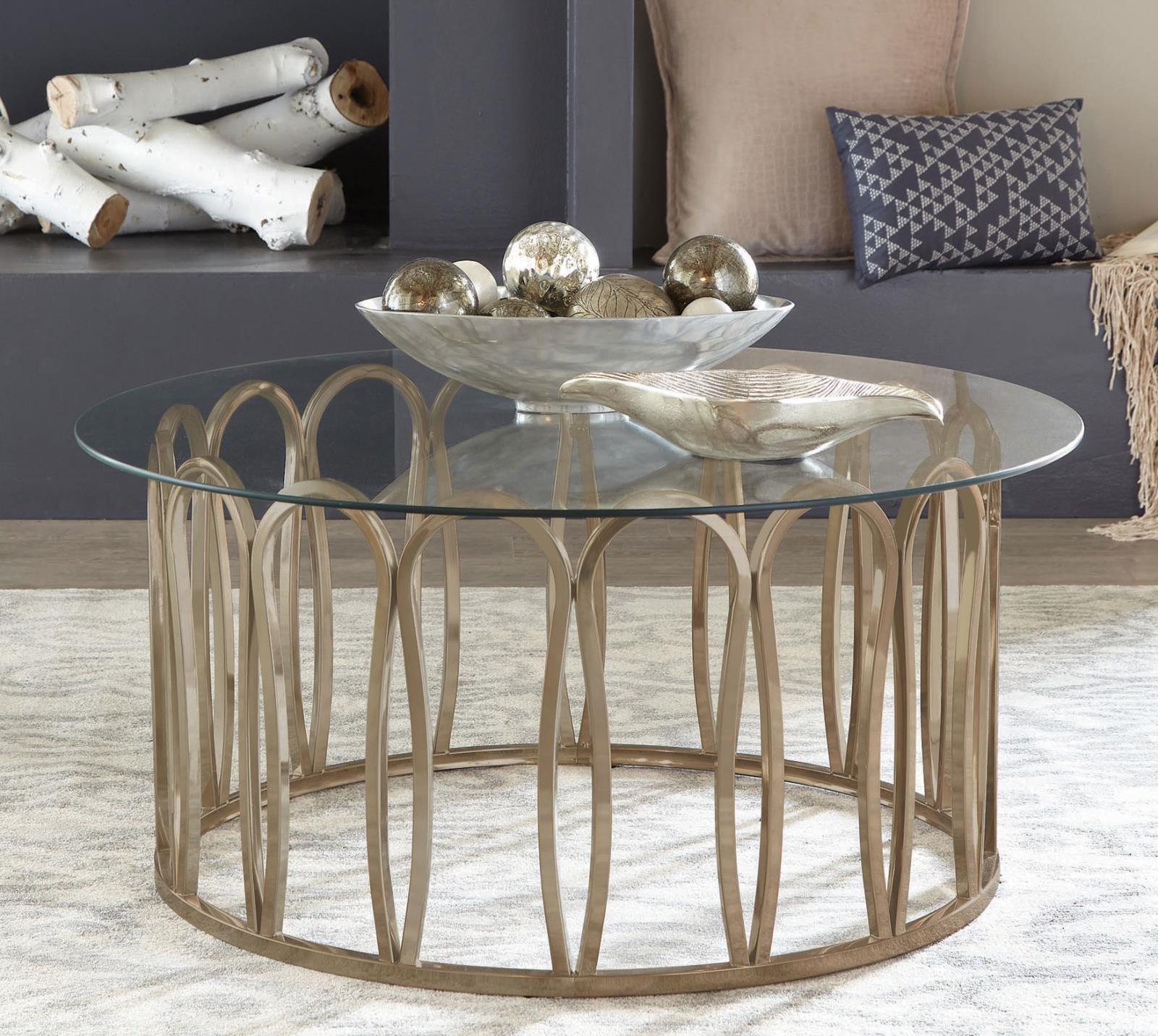 Monett Glass Round Coffee Table