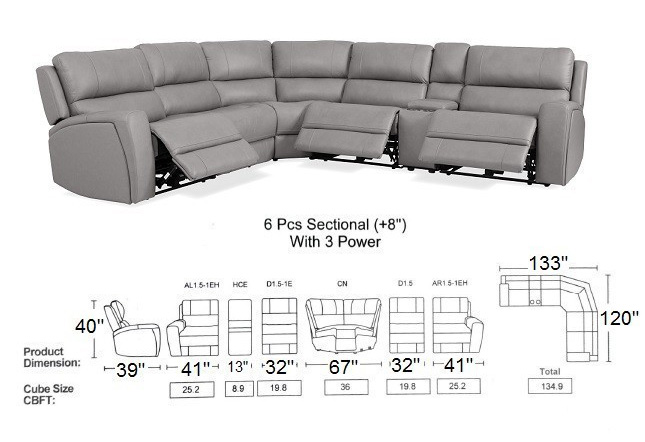 70815M Leather Reclining Sectional Sofa