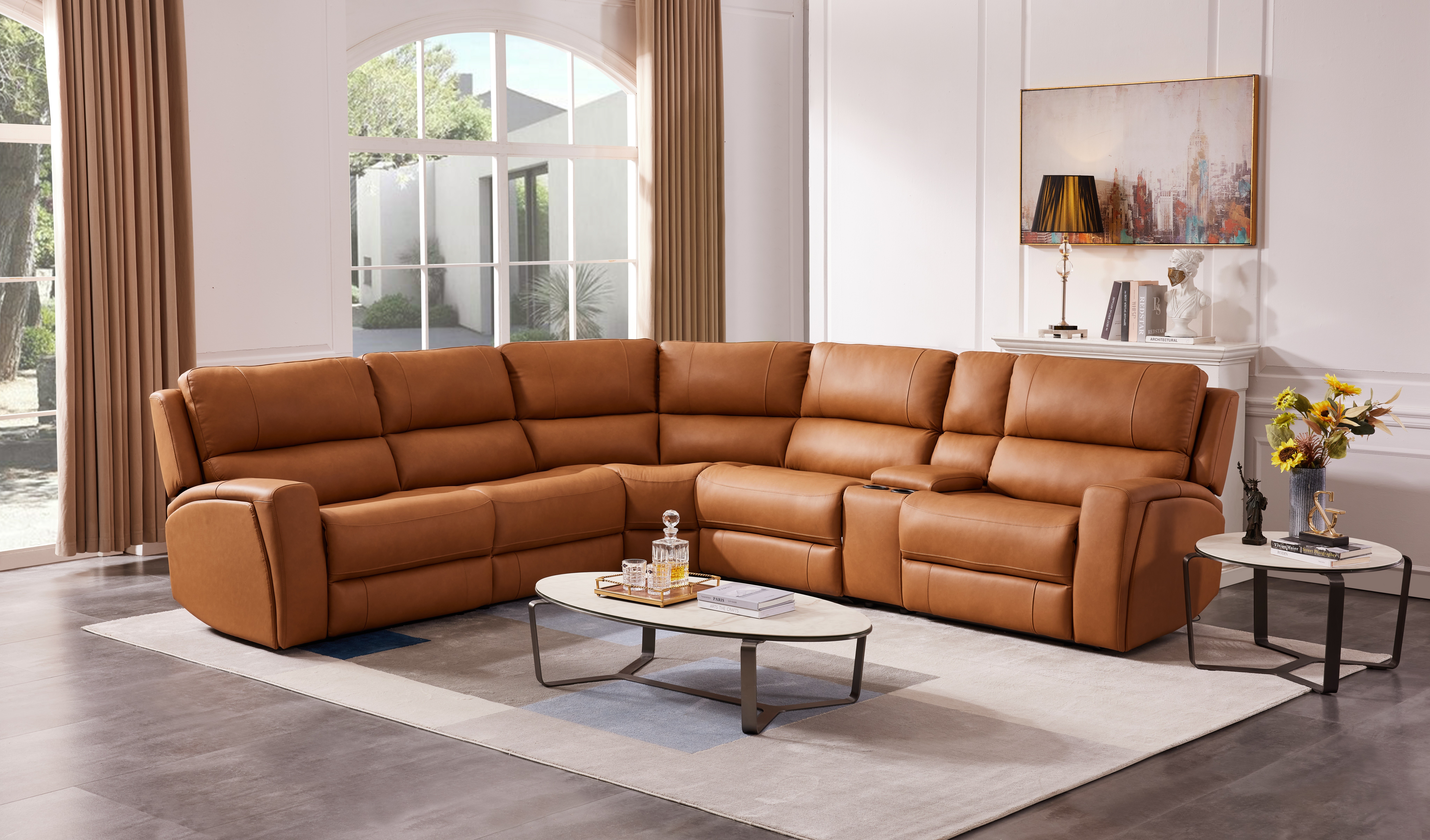 70815M Leather Reclining Sectional Sofa
