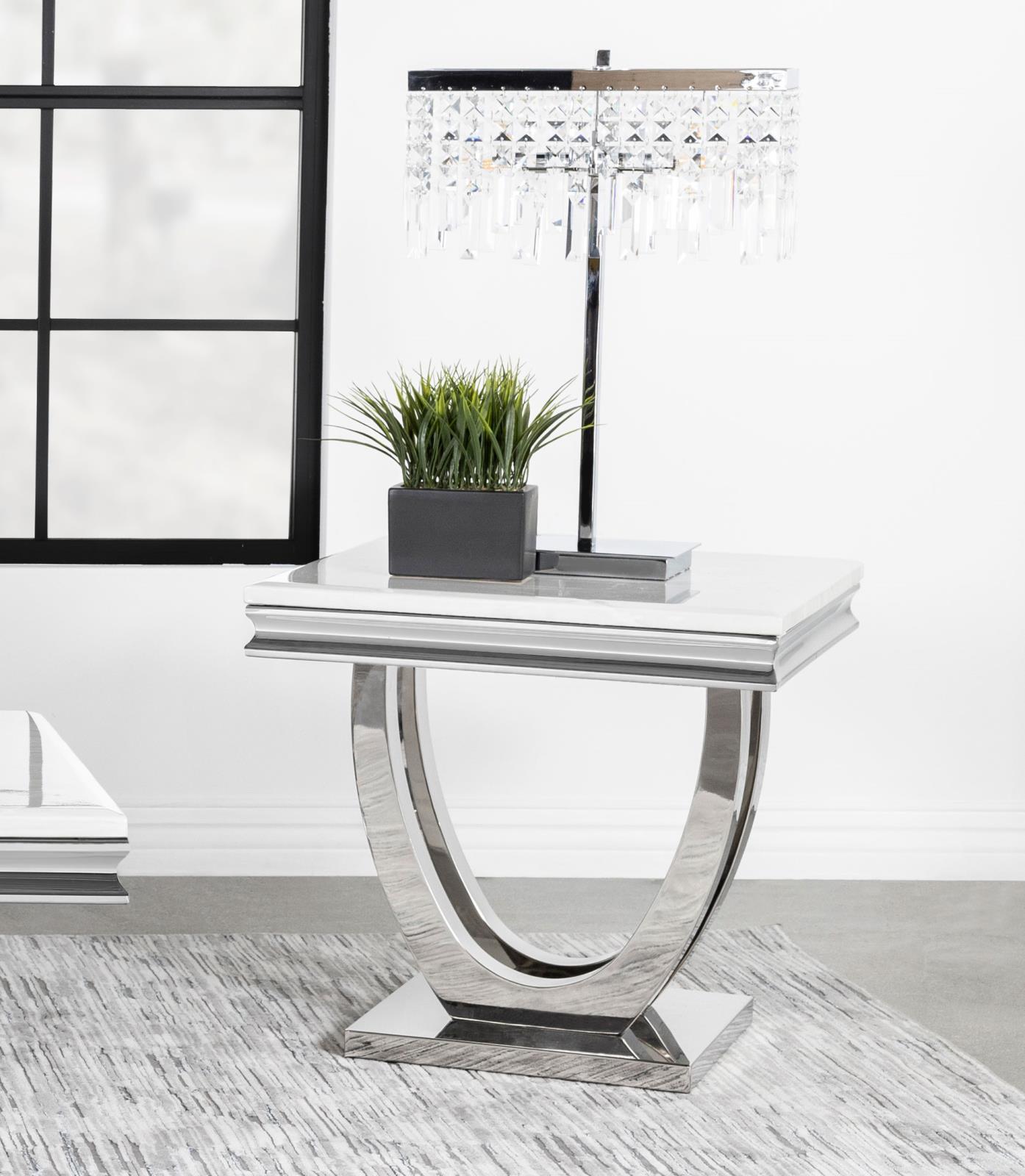 Kerwin Square End Table with Chrome U-base