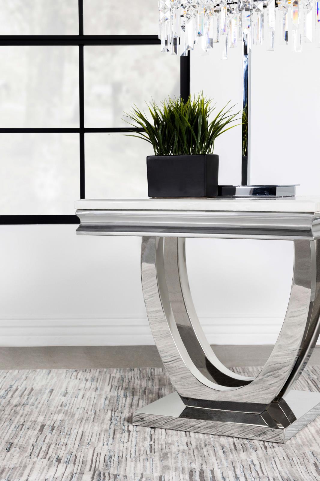 Kerwin Square End Table with Chrome U-base