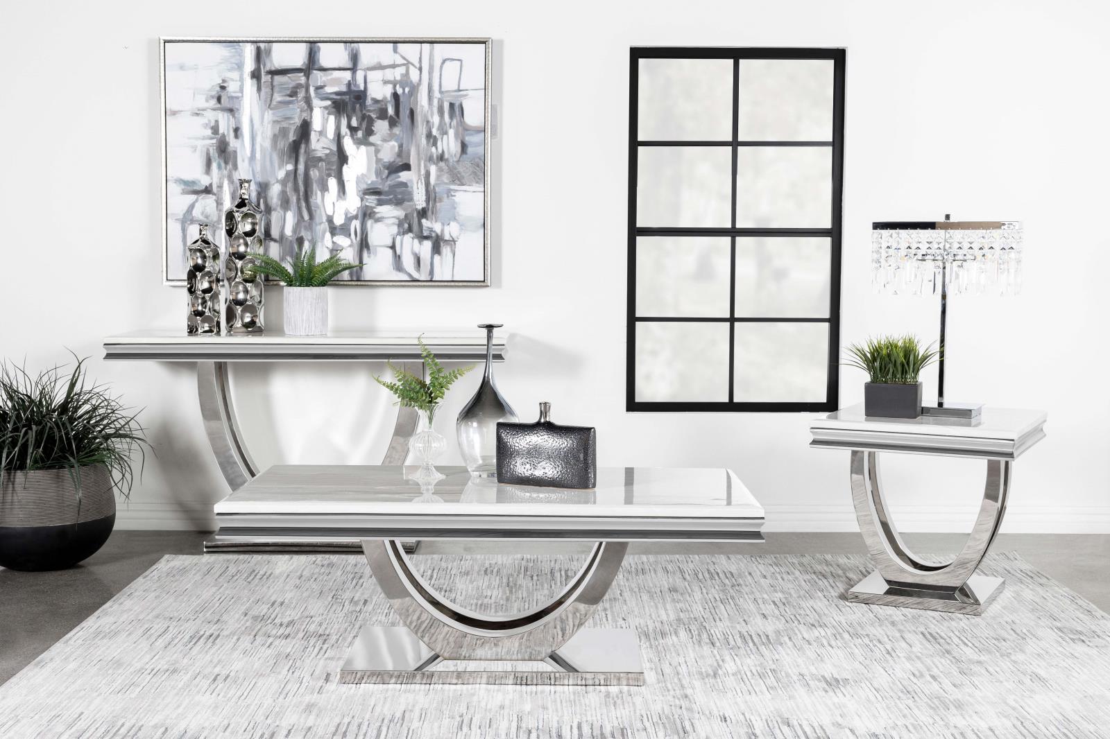 Kerwin Square End Table with Chrome U-base