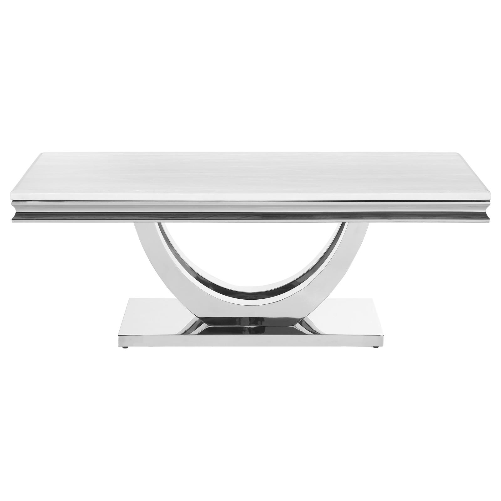 Adabella Faux Marble Rectangle Coffee Table with Chrome U-base
