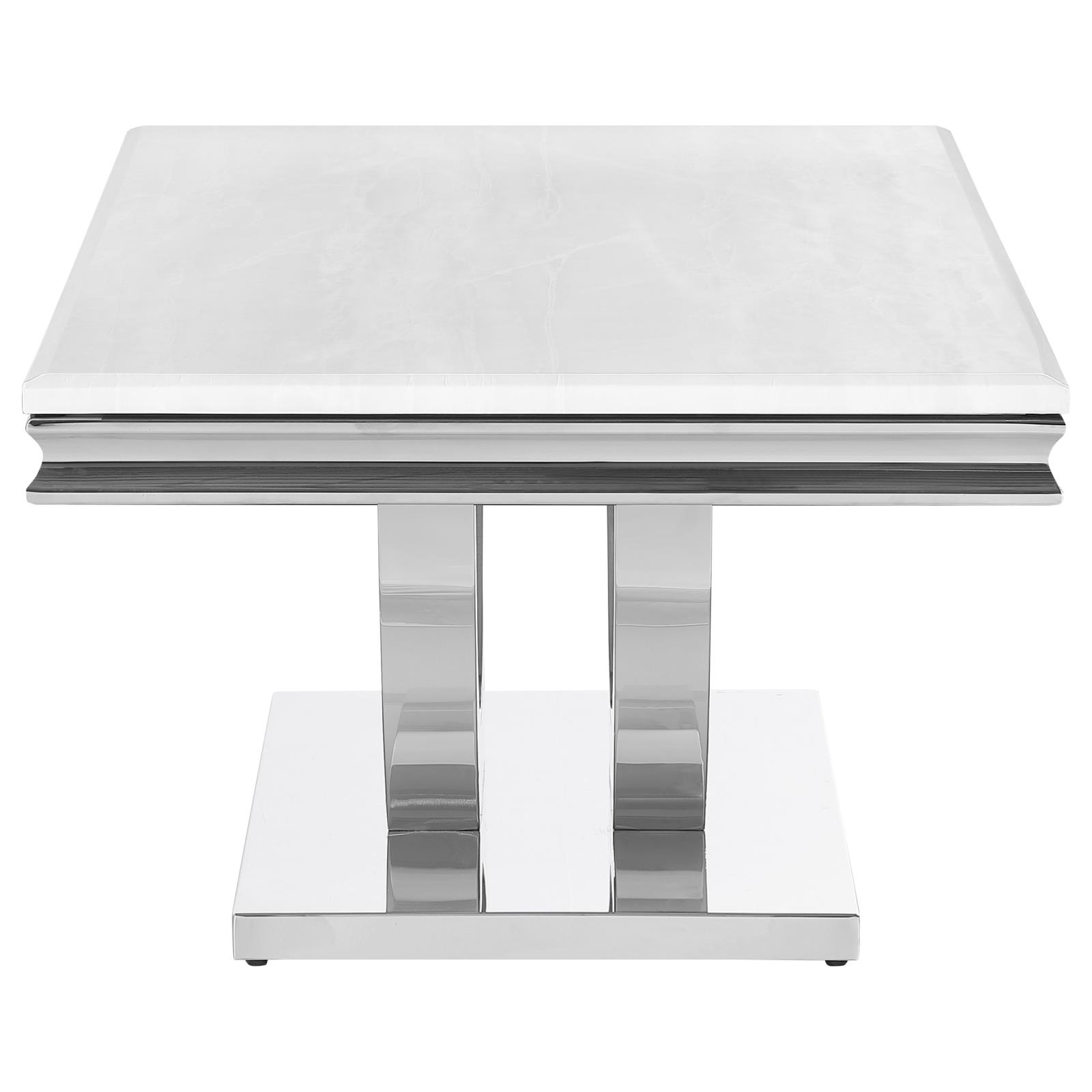 Adabella Faux Marble Rectangle Coffee Table with Chrome U-base