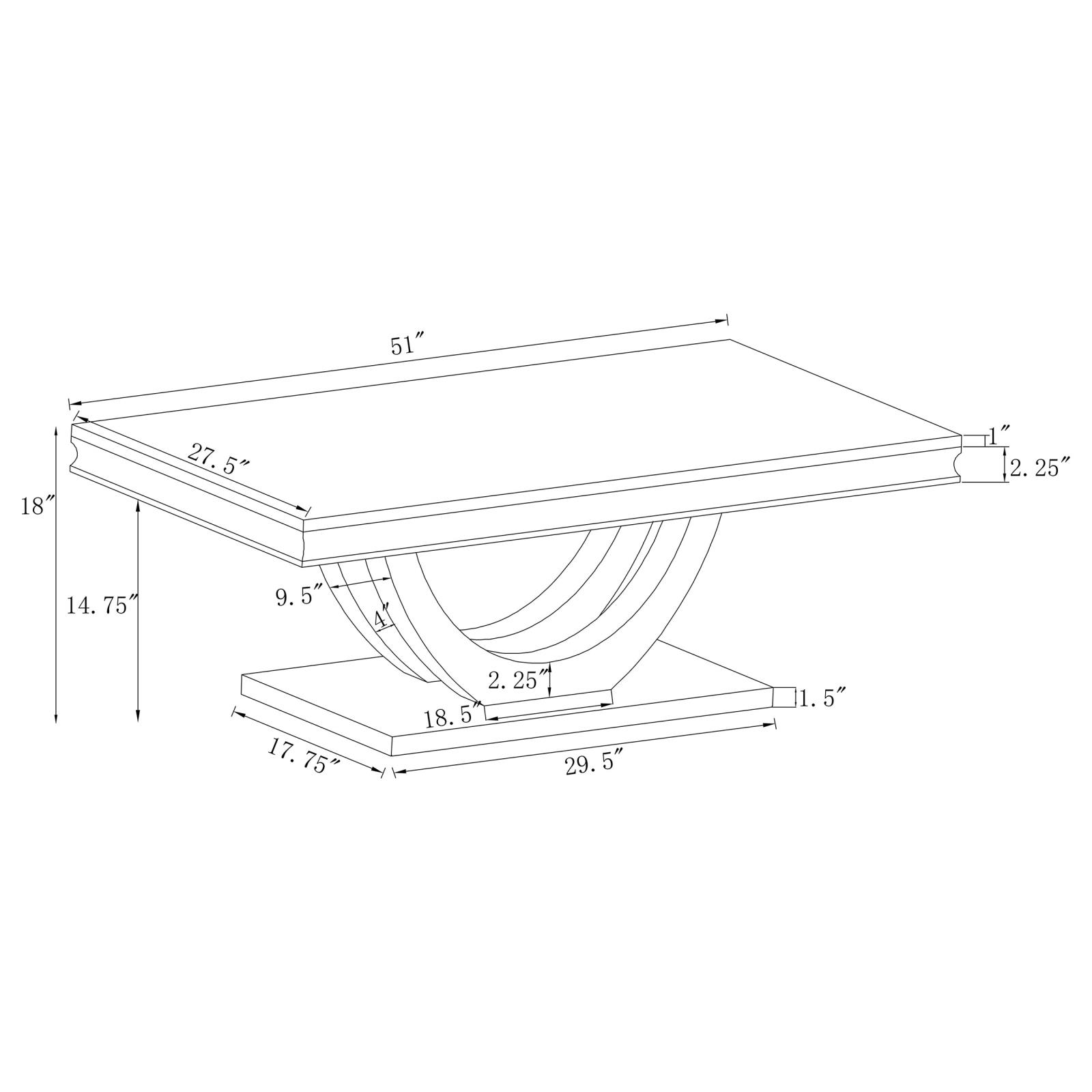Adabella Faux Marble Rectangle Coffee Table with Chrome U-base