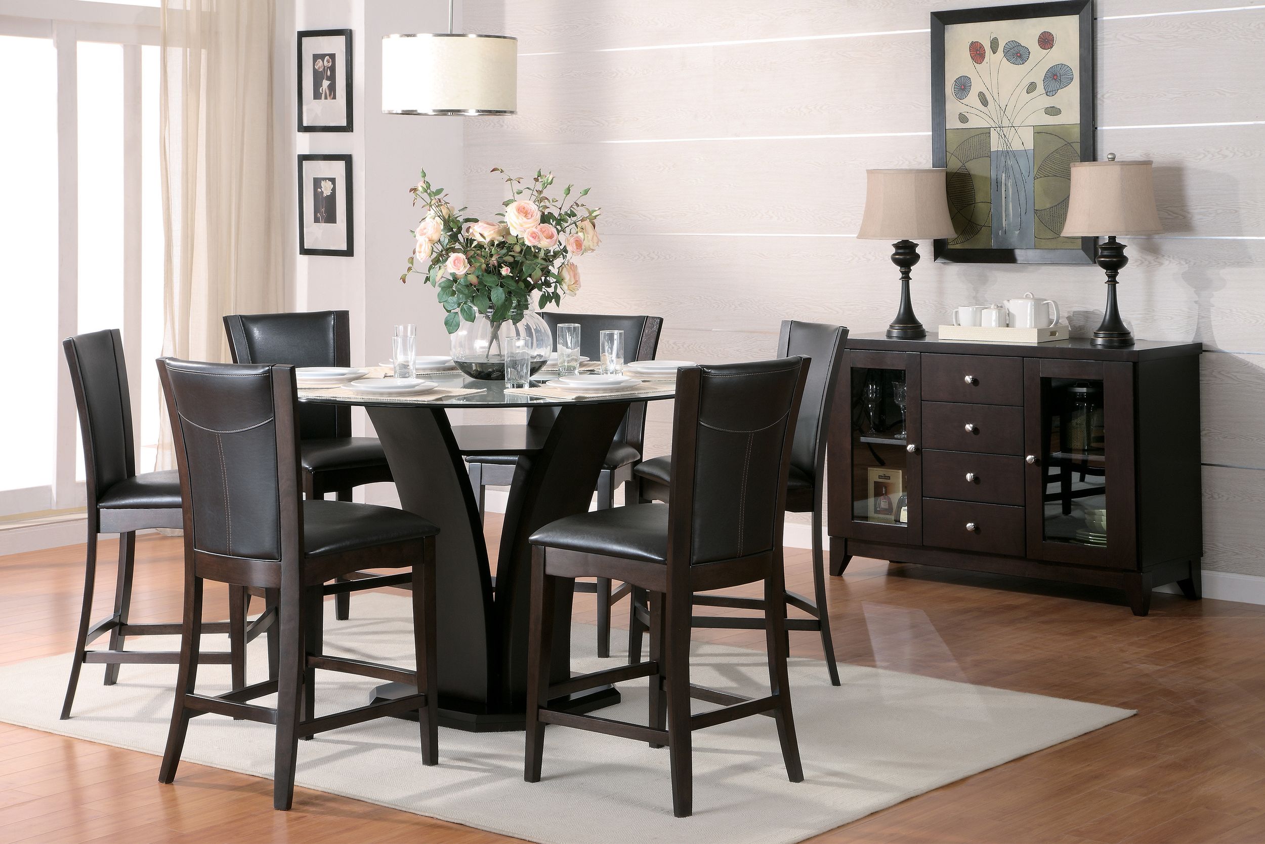 Daisy Round Wood/Glass Counter Height Table