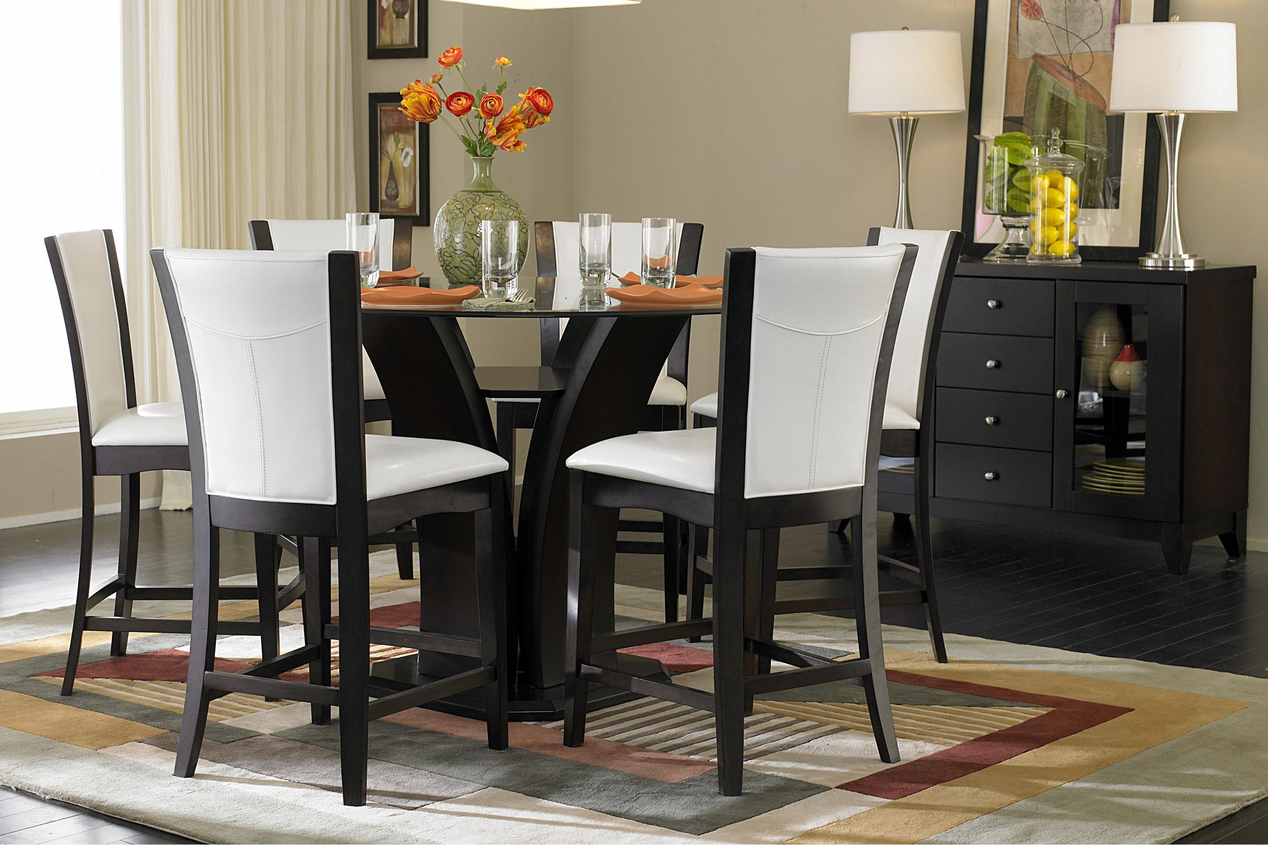 Daisy Round Wood/Glass Counter Height Table