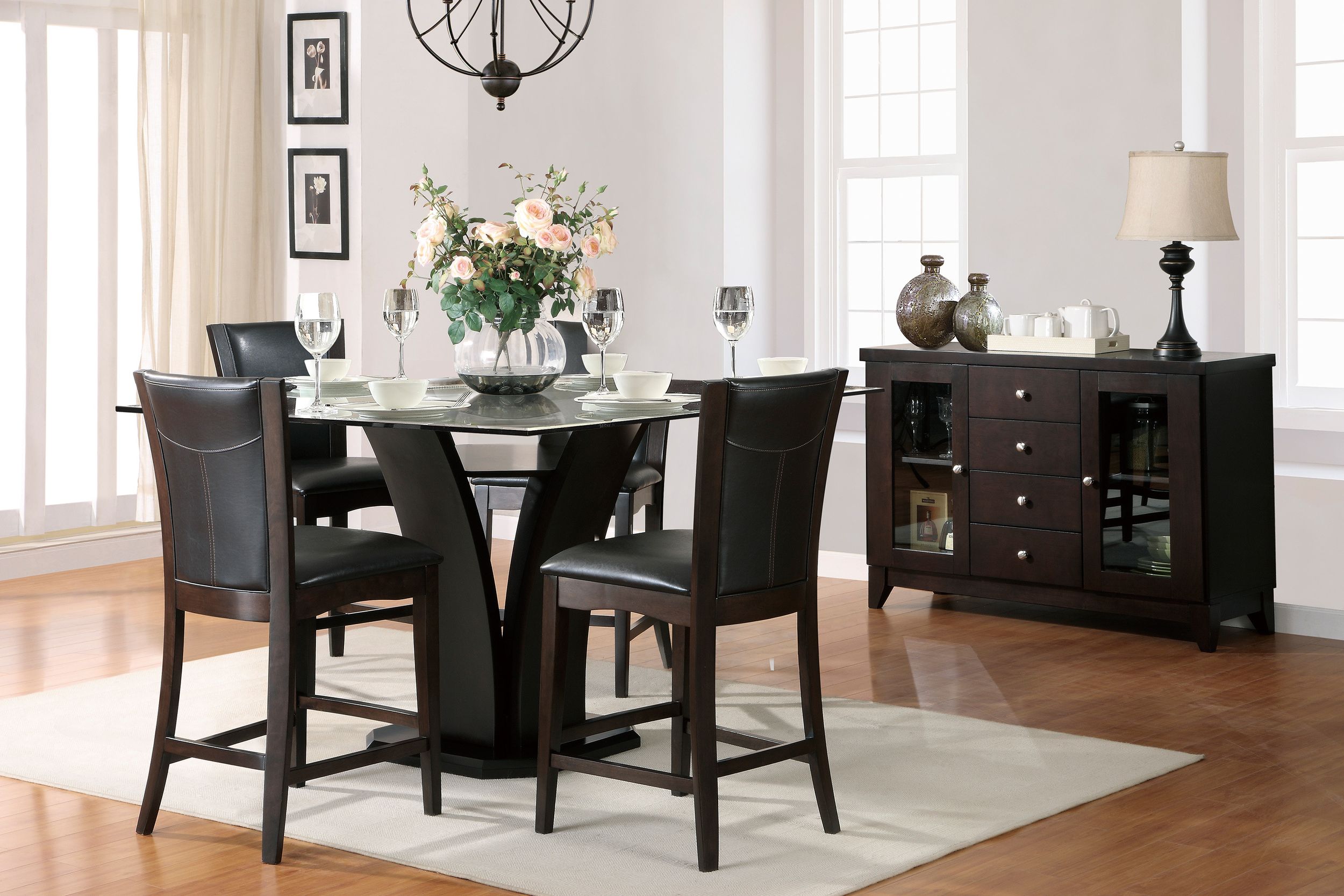 Daisy Square Wood/Glass Counter Height Table